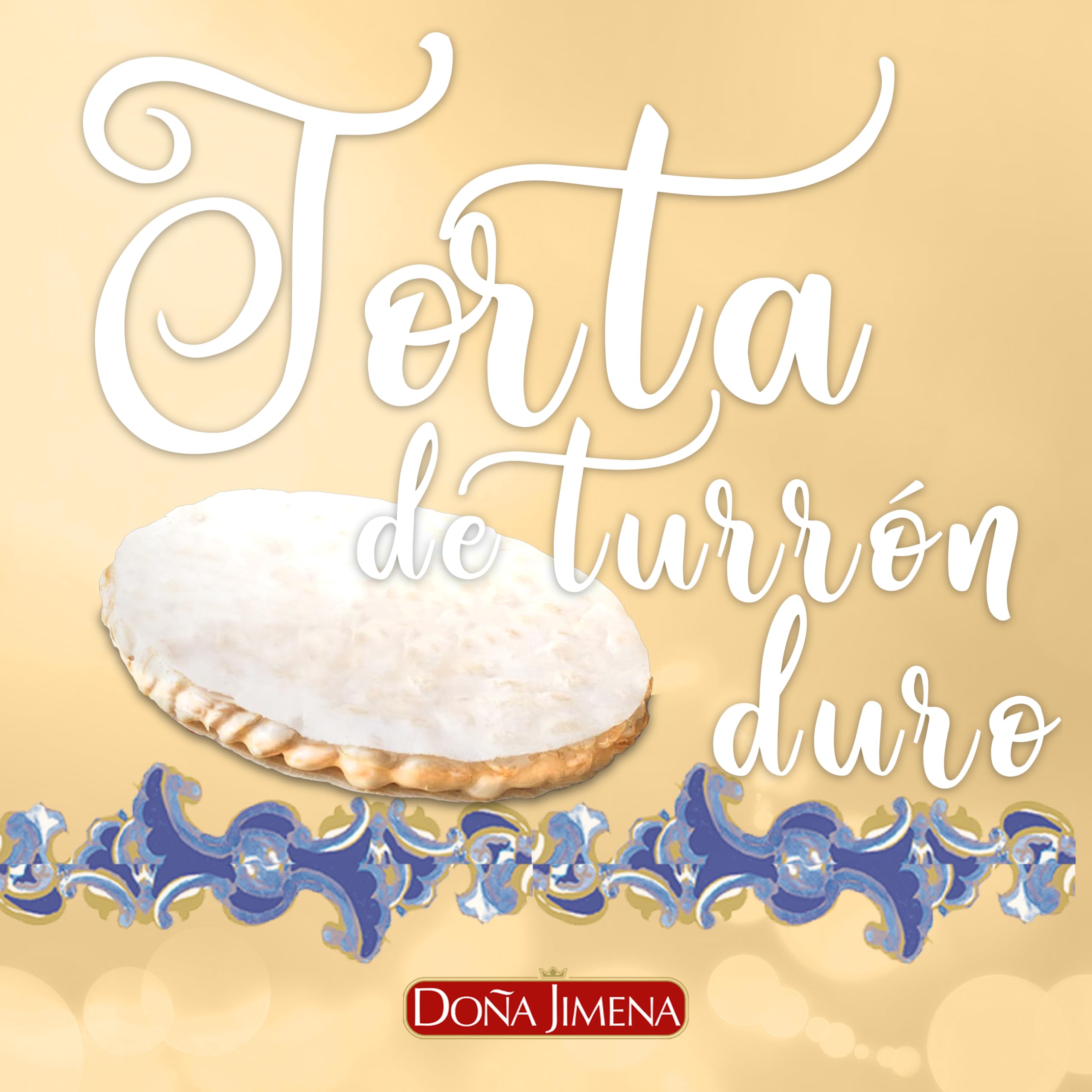 DOÑA JIMENA - Torta de Turrón Duro de Almendra, Textura Crujiente, Dulce Navideño de Receta Artesanal, Calidad Extra, Formato Redondo, Turrón Tradicional, Sin Gluten, 150gr