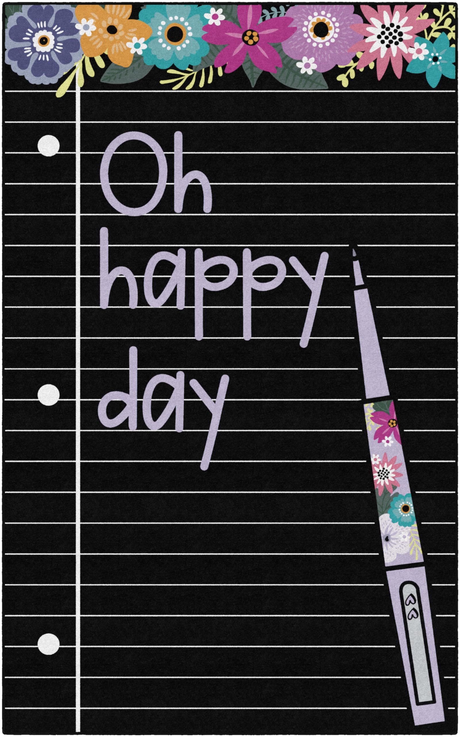 Flagship Carpets Schoolgirl Style Oh Happy Day Notebook Paper Educational Area Rug for Kids Room Seating Décor, Children's Classroom, Play Carpet for Teaching and Playroom, 7'6 