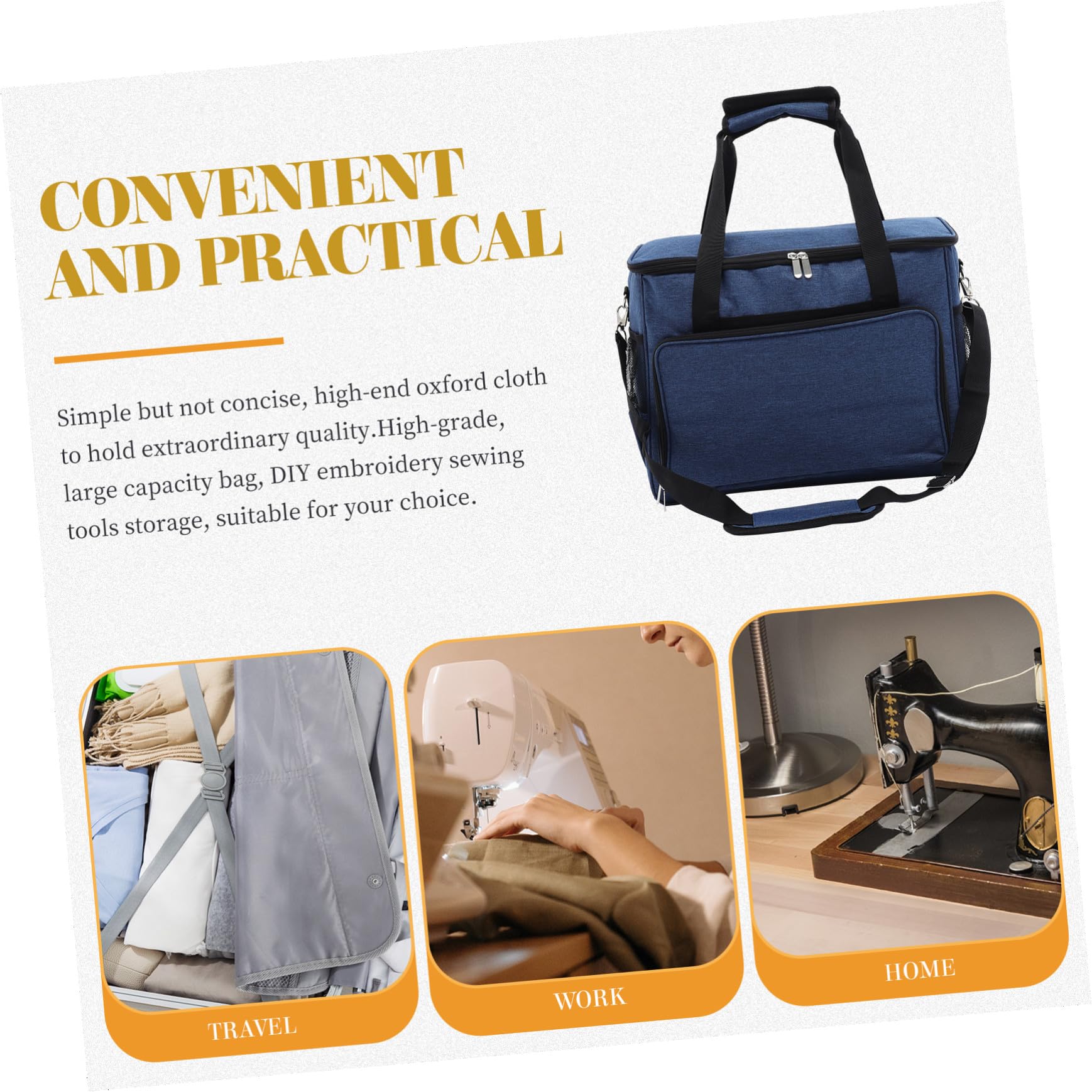 ORFOFE Sac de Rangement Résistant pour Machine à Coudre Tissu Oxford Pochette Multifonction avec Compartiments Multiples Portable et Ergonomique Bleu