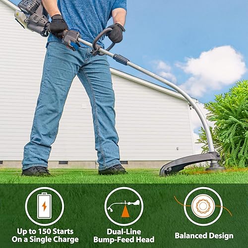 Miniatura 5 de LawnMaster NPTGCP2517B - Cortadora de cadena de gas sin tirones con arranque eléctrico de 25 cc, 2 ciclos de 17 pulgadas