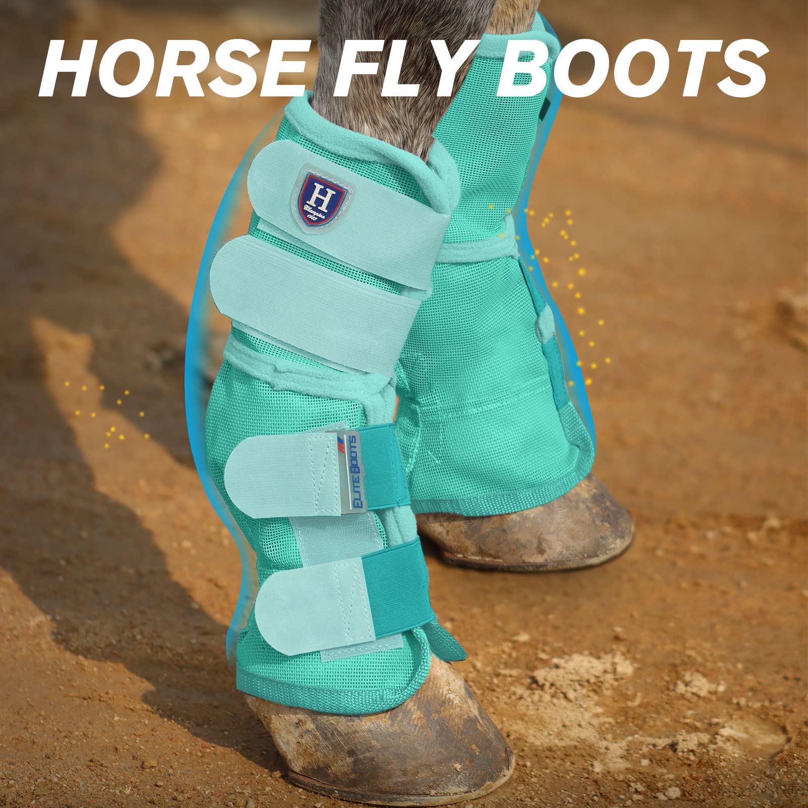 Harrison Howard Buty dla koni, idealnie wyprofilowane ochraniacze na nogi, gęste buty z siateczki z wentylowanym komfortem, niezawodna ochrona przed letnimi elementami, zestaw 2 szt., miętowe, duże