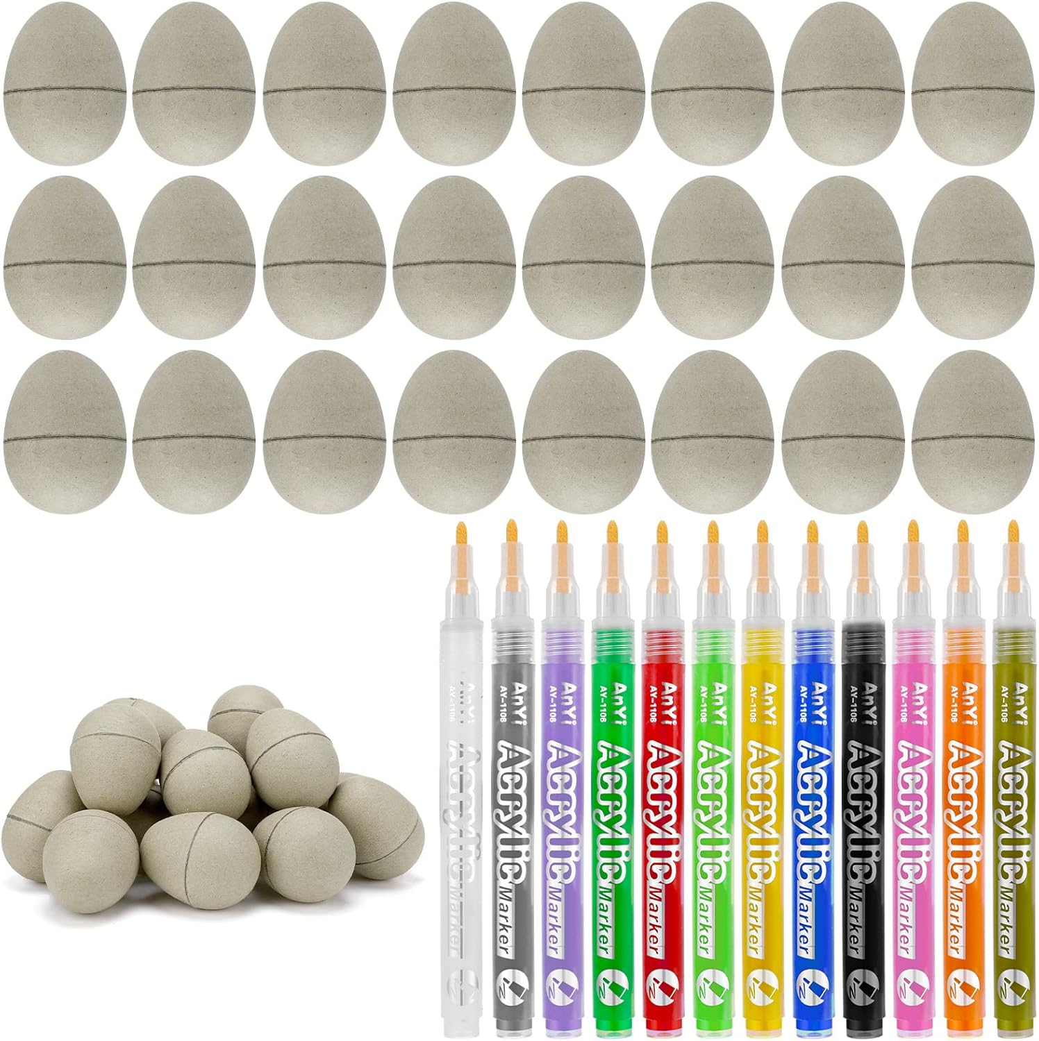 36 Pcs DIY Paper Mache Easter Eggs for Kids Cardboard