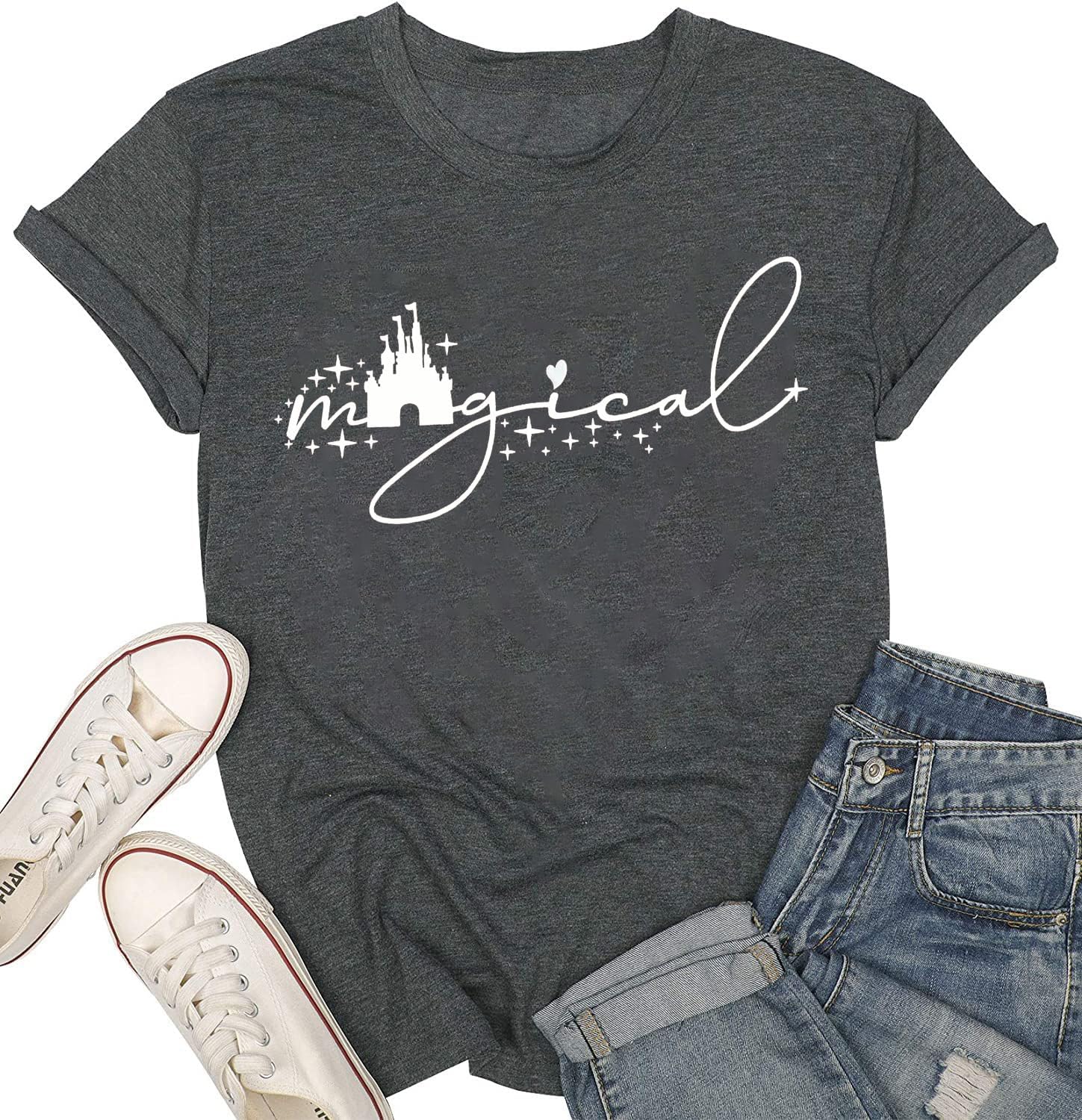 Magical Shirt for Women Magic Kingdom Tshirt Cute Castle Graphic Tees Family Vacation Shirts Short Sleeve Casual Tops
