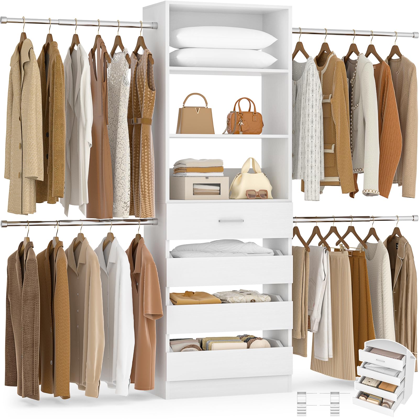 Amazon.com: Aheaplus 4-9Ft Closet System, Closet Organizer with 4
