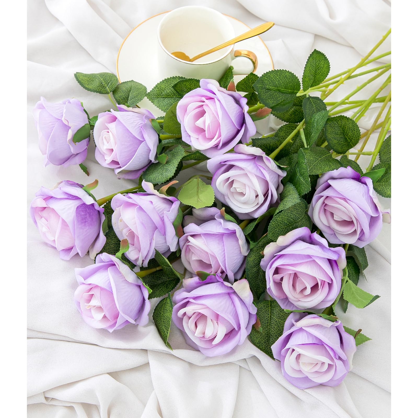 Hawesomes 12PCS Artificial Flowers Fake Roses