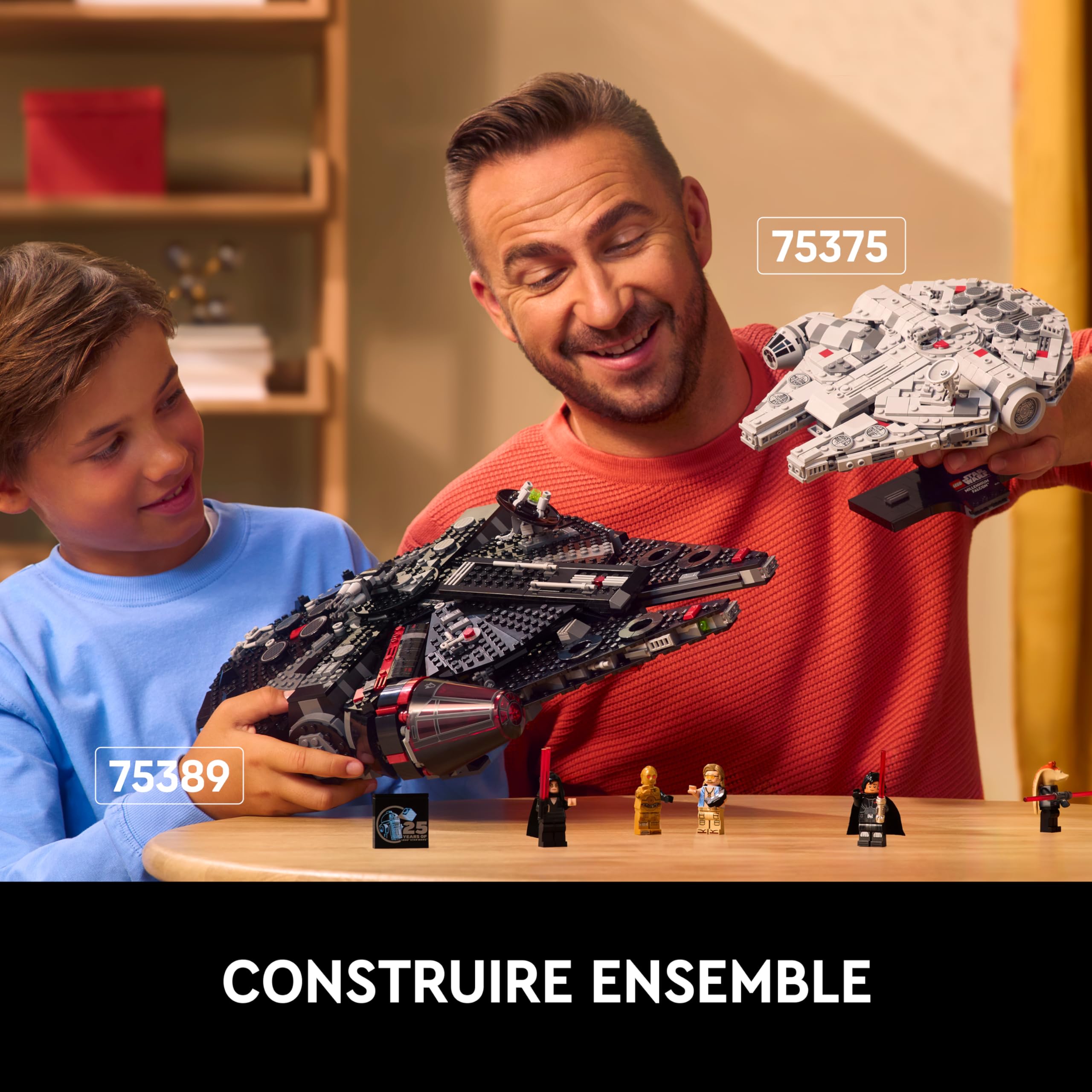 LEGO Star Wars 75375 Millennium Falcon - Set de Construction de Vaisseau Spatial Collector pour Adulte - Présentoir & Plaque Descriptive pour Déco de Bureau - Cadeau pour Fans de Un Nouvel Espoir