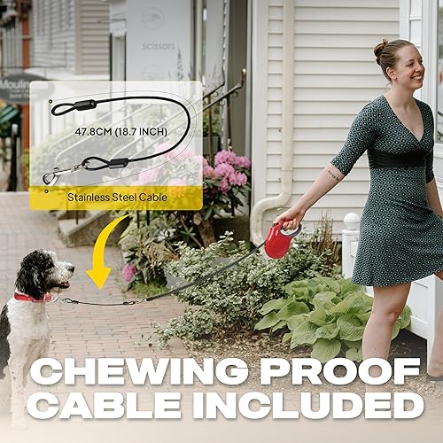 Miniatura 2 de Fida - Correa retráctil para perro 16 pies resistente para mascotas para perros o gatos de tamaño XS S M y L de hasta 110 libras sin enredos Freno