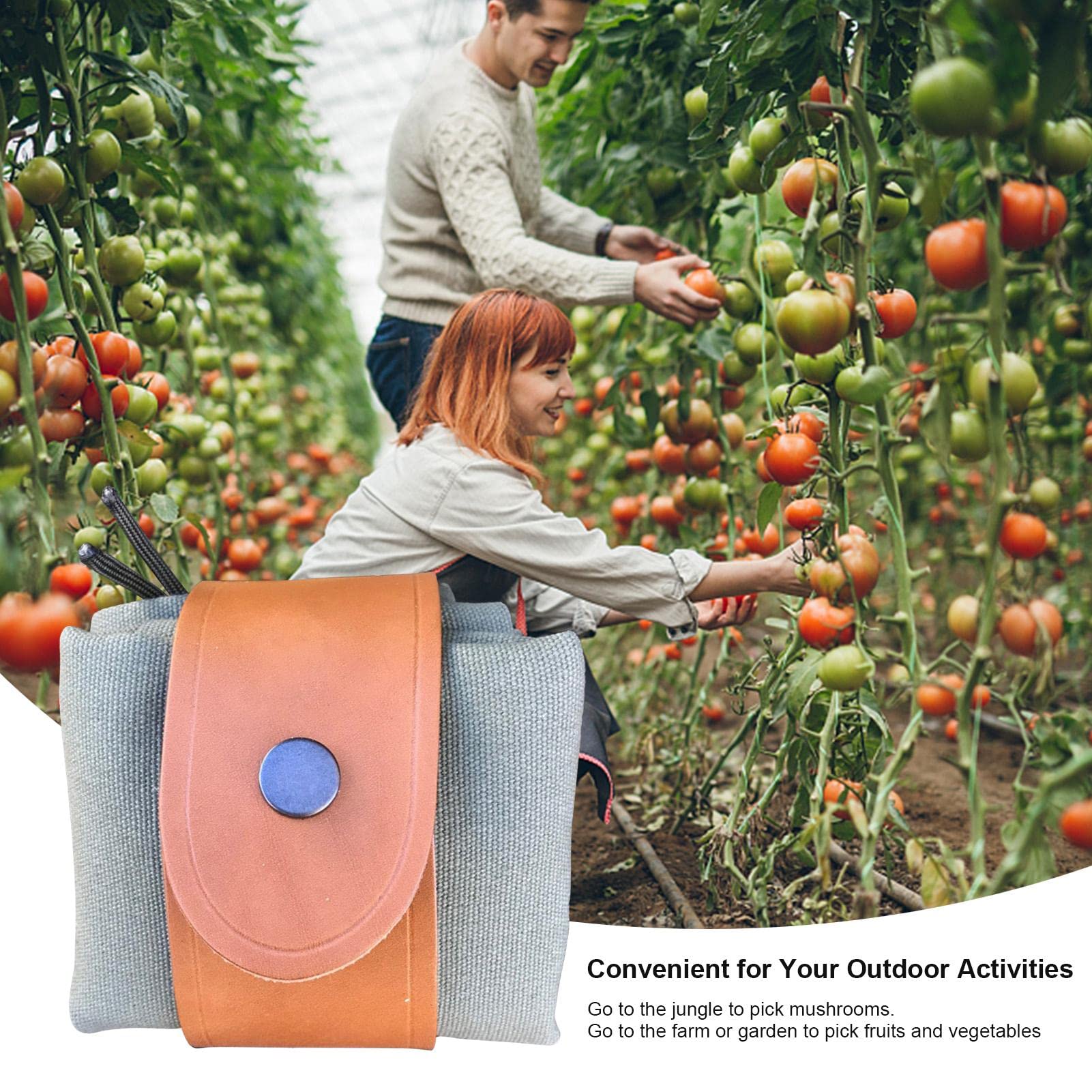 Borsa Da Foraggiamento RingSun In Tela Cerata E Pelle – Pieghevole Da Cintura Per Funghi E Conchiglie – Marrone