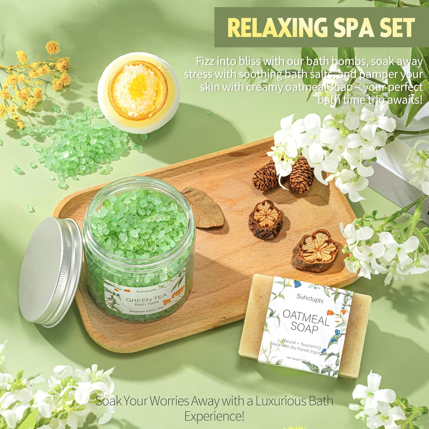 Suhctuptx Self Care Gifts for Women, Get Well Soon Basket Birthday Gifts for Women Care Package, Thinking of You Box w/Blanket, Christmas A Leafy Gift of Care for Mom Her Sister Friend - Image 7