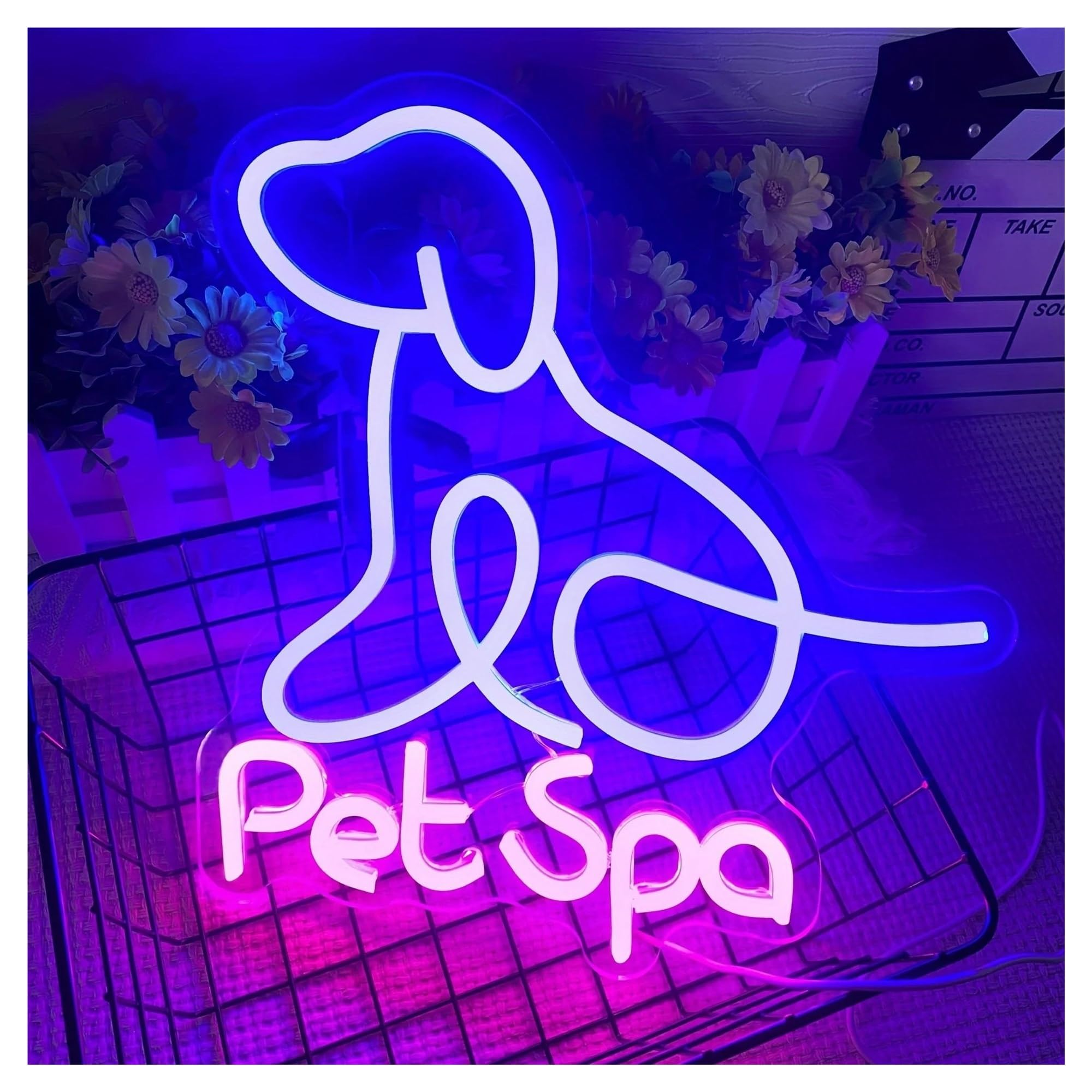 LEMST Signs Lamp Pet Spa Center Neon Sign Wall Decor Store Exclusive Fashionable Dog Shaped Neon Light USB 33x30cm