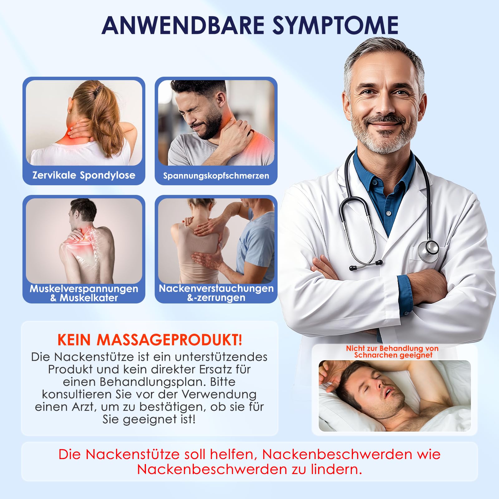 babaka Halskrause Mensch, Nackenstütze gegen Nackenschmerzen und zur Unterstützung, weiche Nackenstütze für Damen und Herren, Nackenstütze mit Stützpolster, Nackenstütze zum Schlafen (L,15"-18.9")