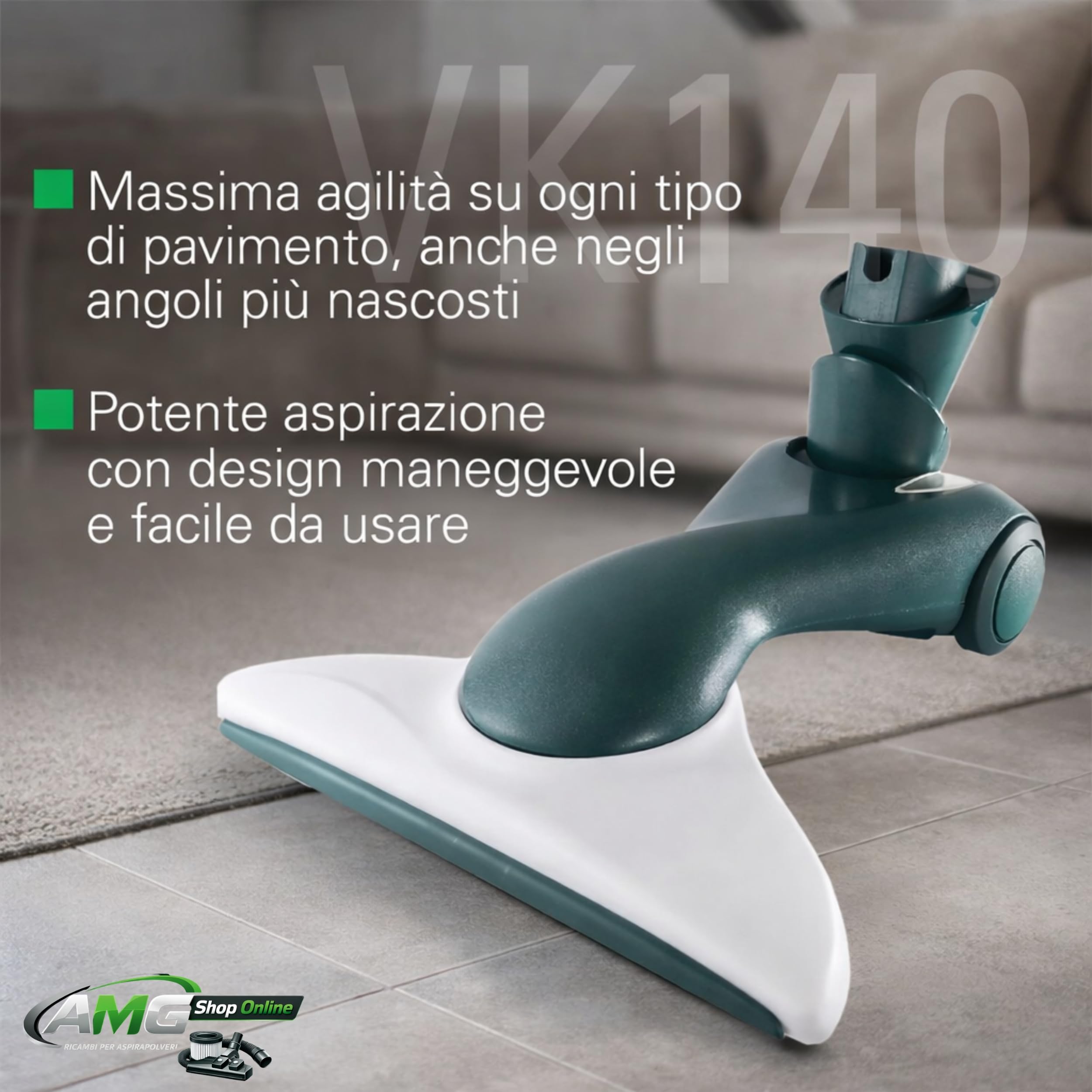 Aspirapolvere VK140 FOLLETTO + Spazzola HD40 + 6 Sacchetti, Sacco 2,5L, Filtri e Profumini Inclusi, Motore Originale, 74 dBA, 3 kg, Garanzia 2 Anni