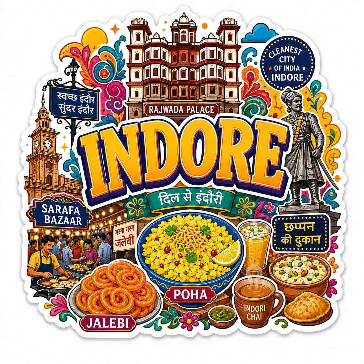 Zesta Wooden Fridge Magnets Set | Refrigerator Decor Magnets for Kitchen | India Souvenir Fridge Magnet Collection | Wooden Magnet for Fridge Door Decoration (Indore)-picture-28