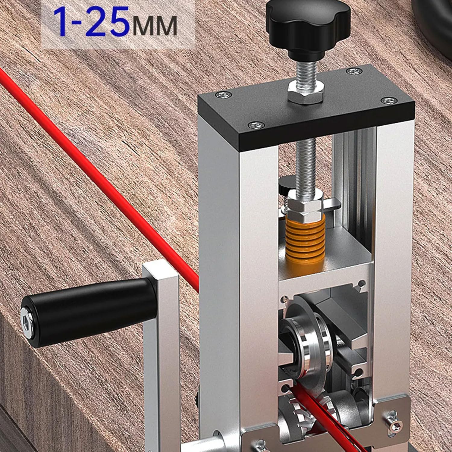Ręczne szczypce do ściągania izolacji, przenośna maszyna do ściągania izolacji przewodów elektrycznych 1-25 mm, stalowy korpus z uchwytem korbowym zasilany wiertarką, maszyna do ściągania izolacji