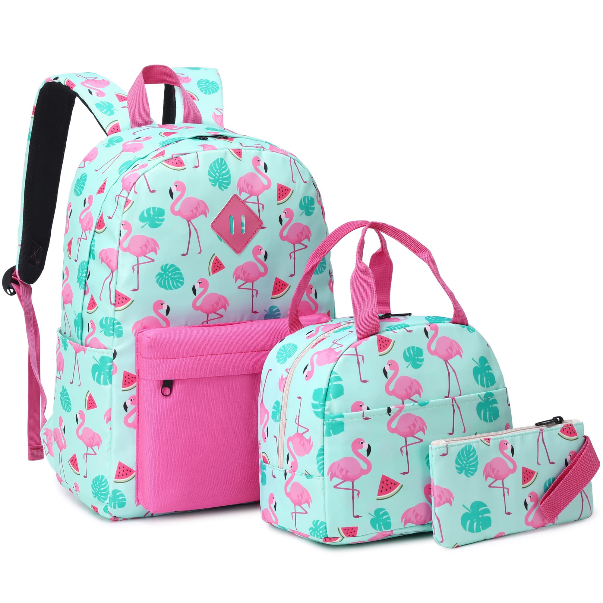 MimfutuSchool Backpack for Teen Girls, 3-in-1 Kids Backpack Bookbag Set School Bags with Lunch Box Pencil Case