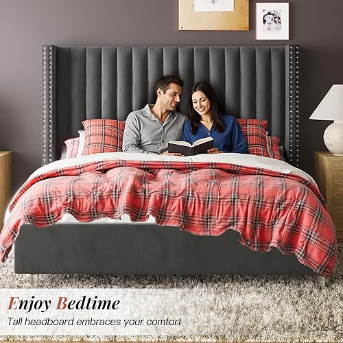 Miniatura 3 de Jocisland Base de cama tapizada capitoné tamaño Queen color gris oscuro