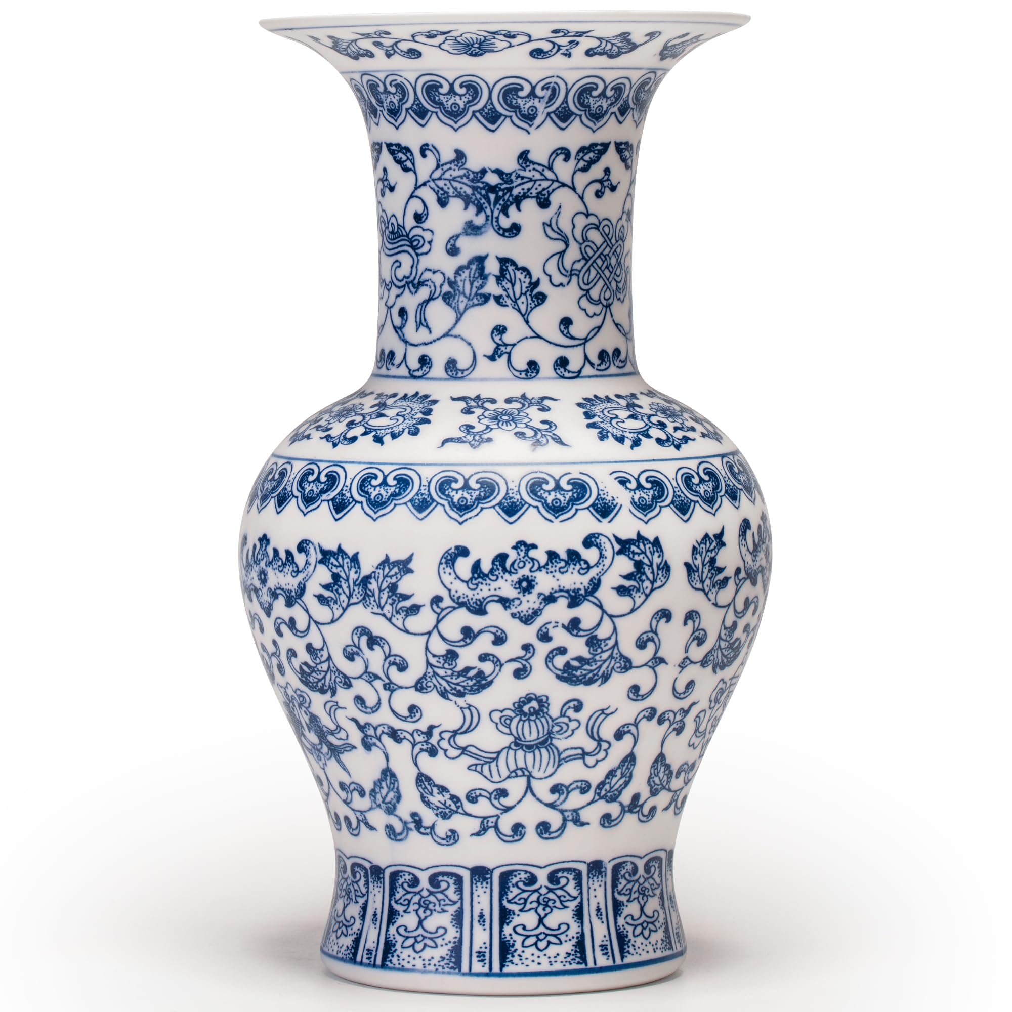 Chinoiserie Vintage Orientalische Vase aus Keramik, handgefertigt, rustikale Blumendekoration für Zuhause, Büro, Bücherregal, Tisch (unglasiert)
