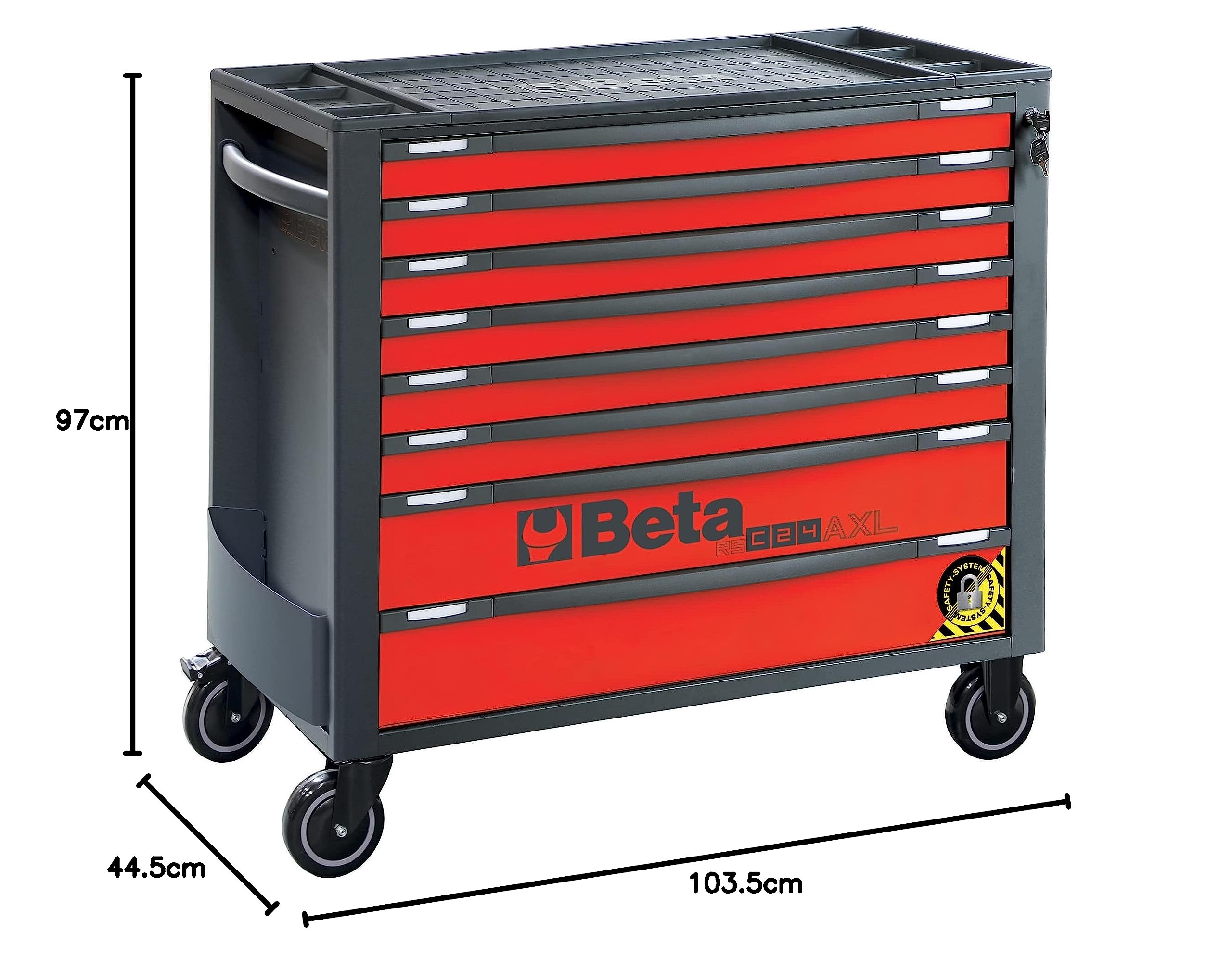 Beta RSC24AXL/8-R - Cassettiera porta attrezzi 8 cassetti, con sistema antiribaltamento, modello lungo