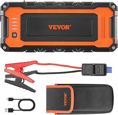 Miniatura 10 de VEVOR Arrancador de salto, pico de 3000 A, batería de arranque de batería, batería portátil con cables de puente de compresor de aire, pantalla LCD,