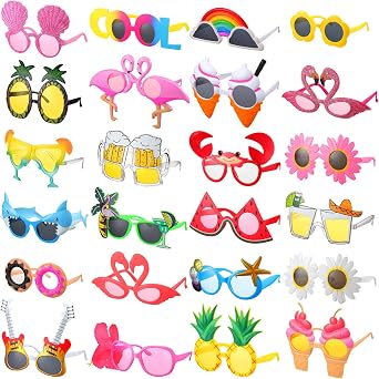 Flutesan 24 Pairs Hawaiian Luau Party Sunglasses Funny Summer Pool Beach Glasses Tropical Themed Party Supplies DecorationsFresh