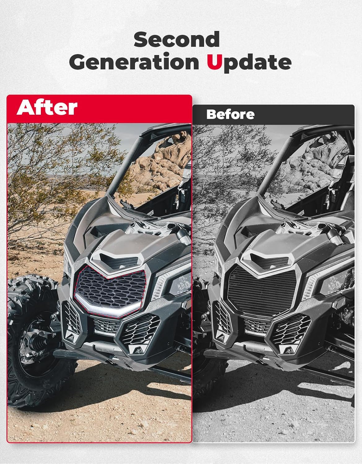 KEMIMOTO X3 Front Bumper Mesh Grill, Front Grille Updated with LED Light Bar Compatible with Can-Am Maverick X3 Max X RS DS MR RC Turbo RR R 2017 2018 2019 2020 2021 2022 2023 2024 2025 Accessories