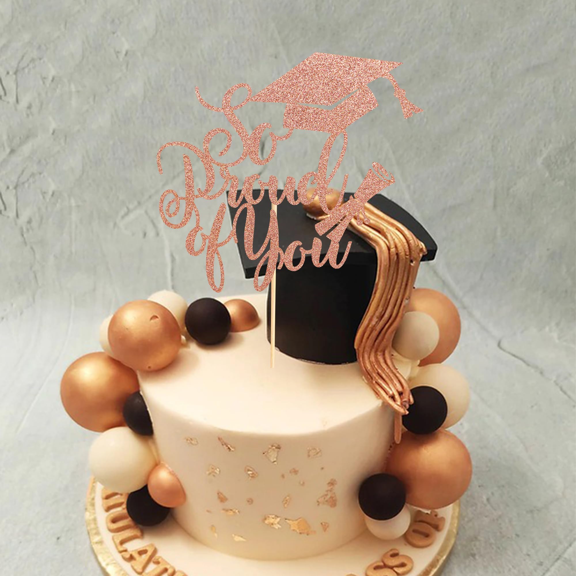 Topper Per Torta Laurea – "We Are So Proud Of You" A Forma Di Stella Oro, Decorazione Elegante Per Festa Di Laurea