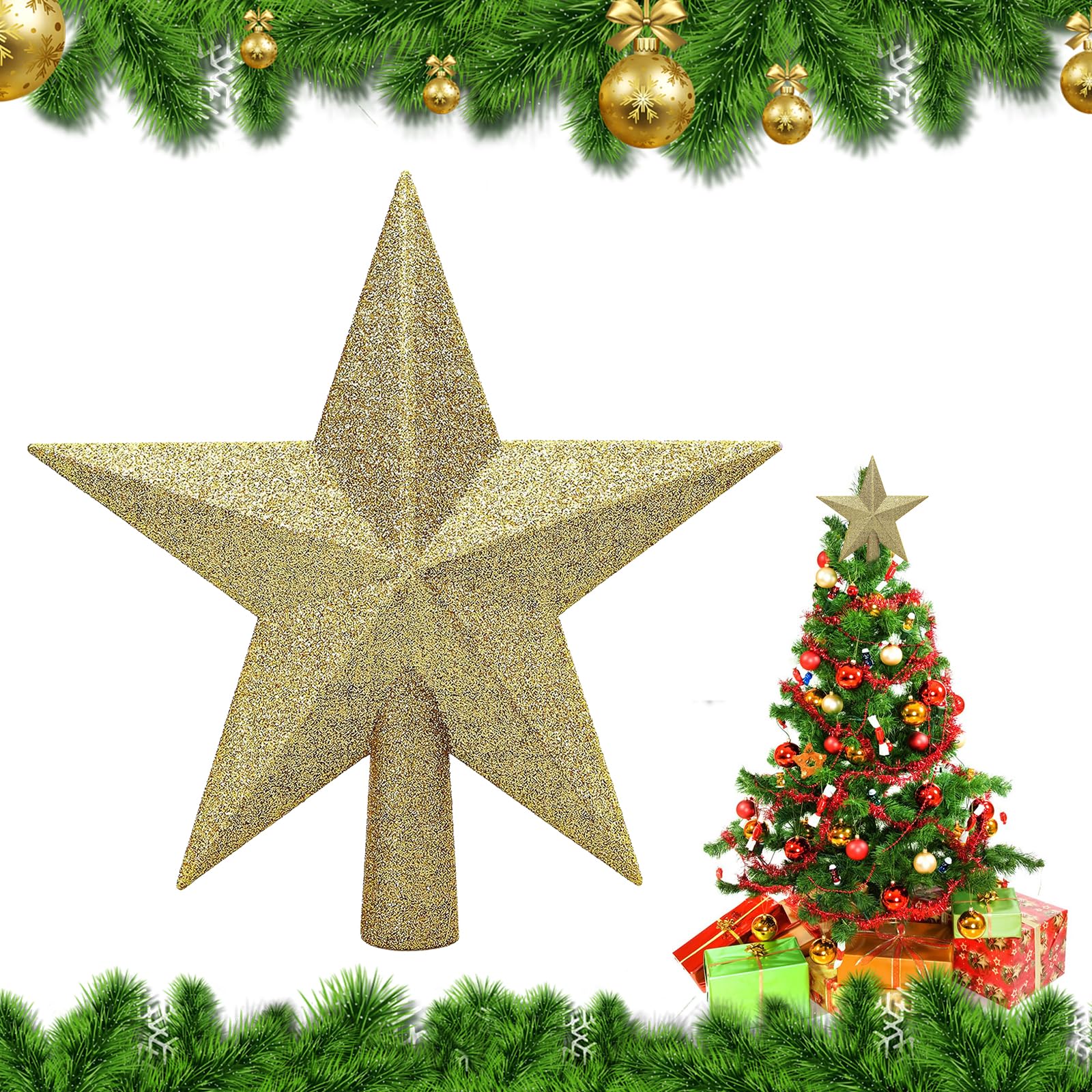 Étoile De Sapin De Noël En Paille Naturelle – 30,5 X 20 Cm – Faite à La Main – Cimier Décoratif Pour Le Sommet Du Sapin - 12