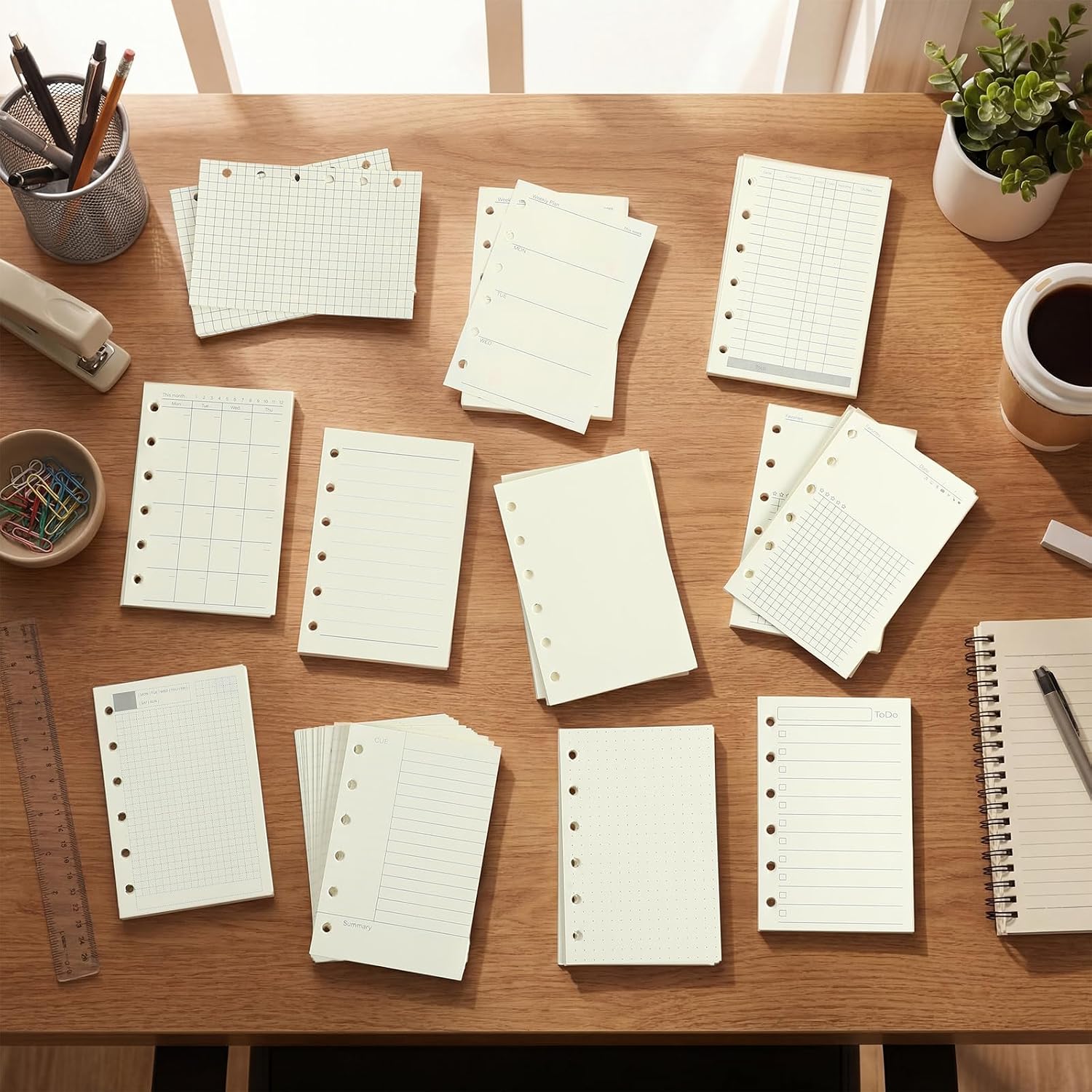 15 Pcs A7 Planner Inserts 6 Holes Refill Paper Pocket Binder image 4