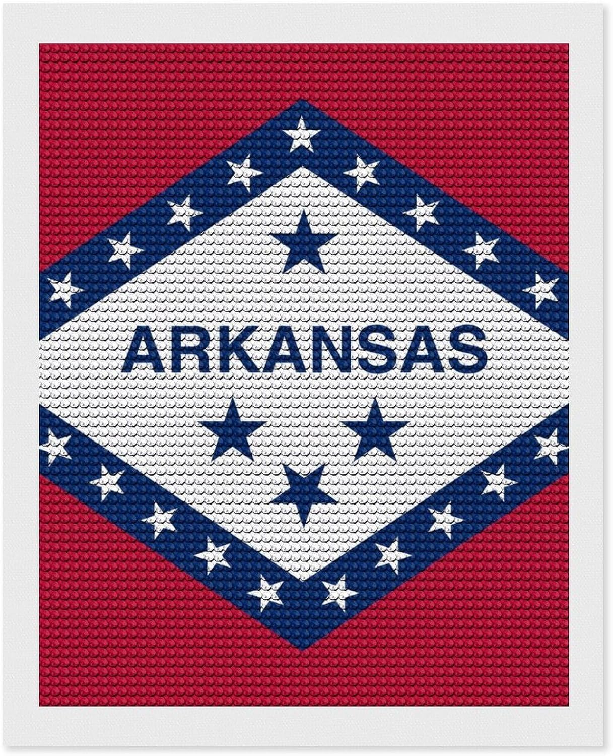 100% BLUE COLLAR DIY Full Drill Paint Arkansas State Flag with Diamond Paintings Diamonds Painting Gem Art and Crafts Home Wall Decor