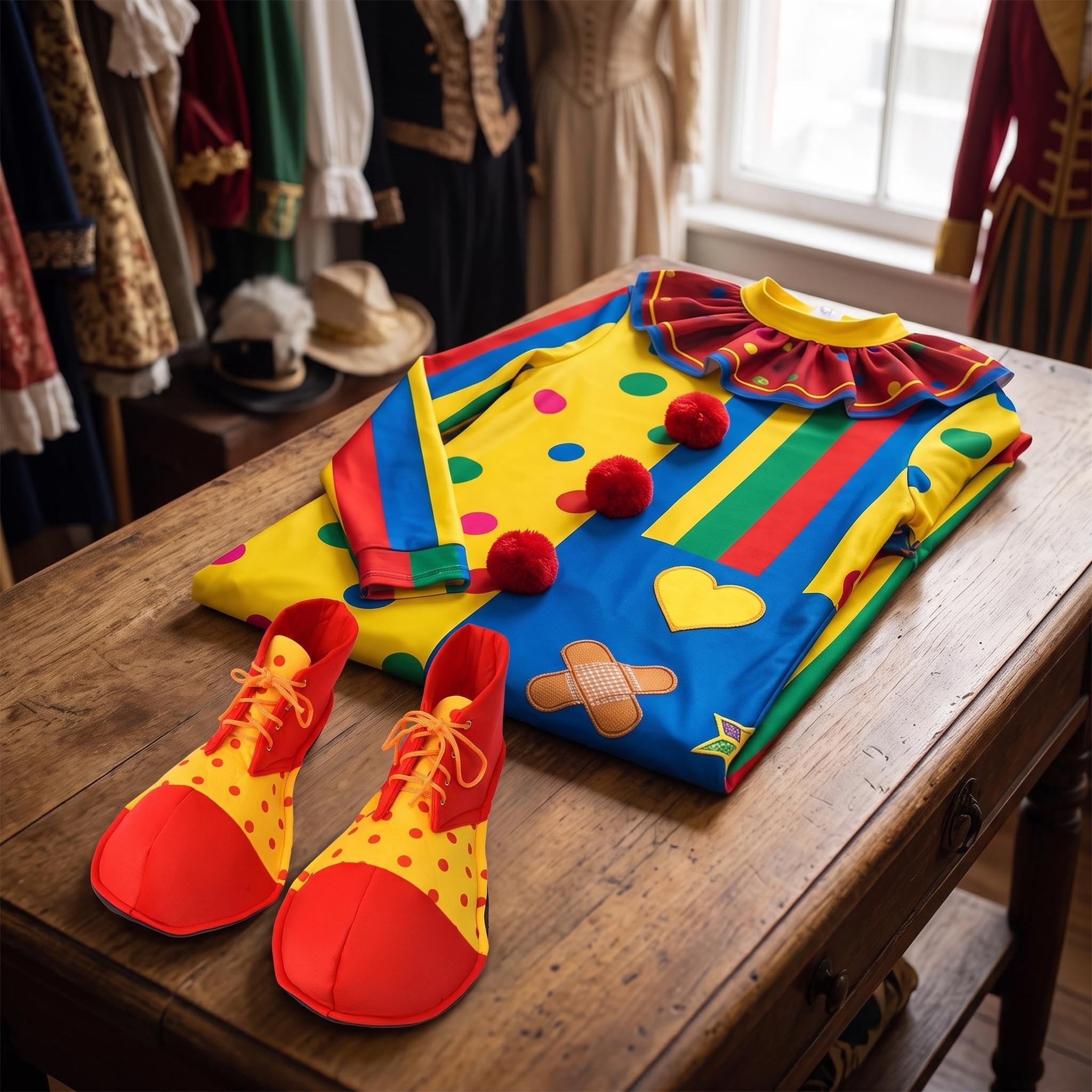 Scarpe Da Clown Arcobaleni Carnevale Unisex Adulti Decorazioni per Feste di Natale Travestimenti Travestimenti Divertenti Accessori per Costumi Tuta a