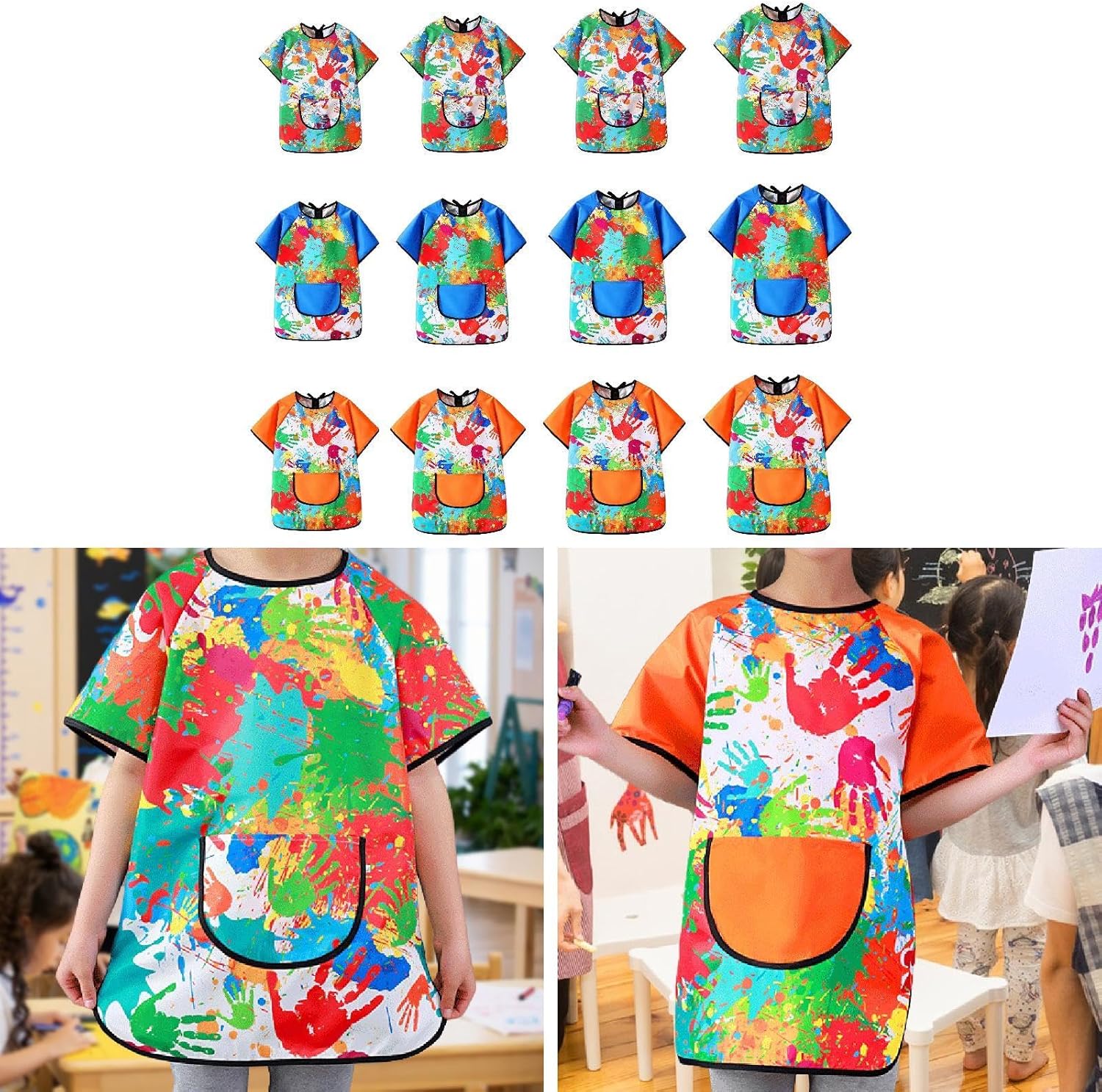 Kids Art Smock Painting Apron Artist Painting Apron for Drawing Home Cooking Green S