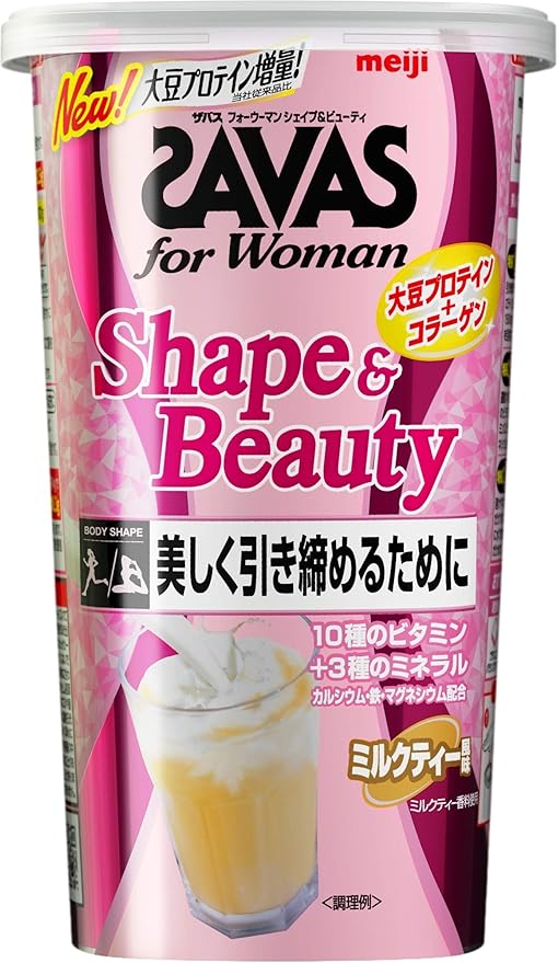 Amazon 明治 ザバス Savas For Woman シェイプ ビューティ ミルクティー風味 12食分 252g Savas ザバス ドラッグストア