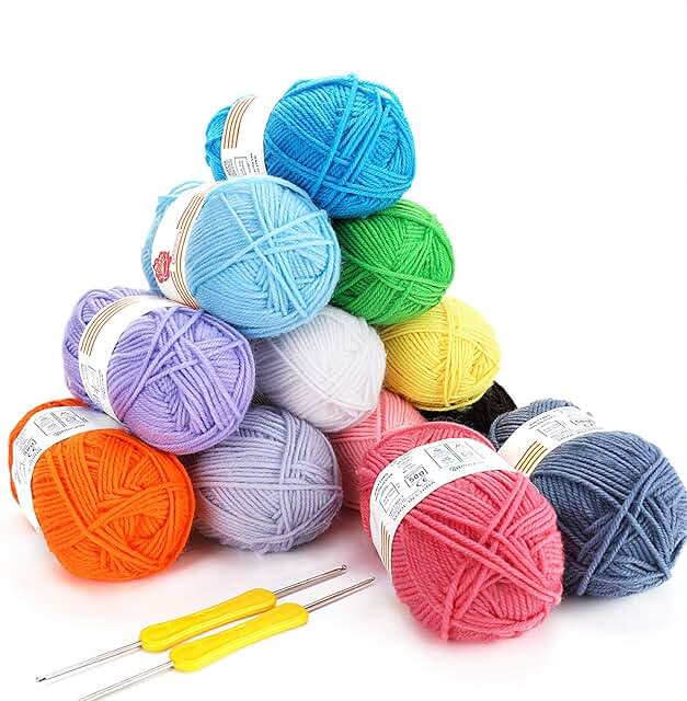 Set 12 Gomitoli Lana 10g/20m - Filato Acrilico Per Uncinetto, Lavoro A Maglia E Progetti Fai Da Te - Foto 1