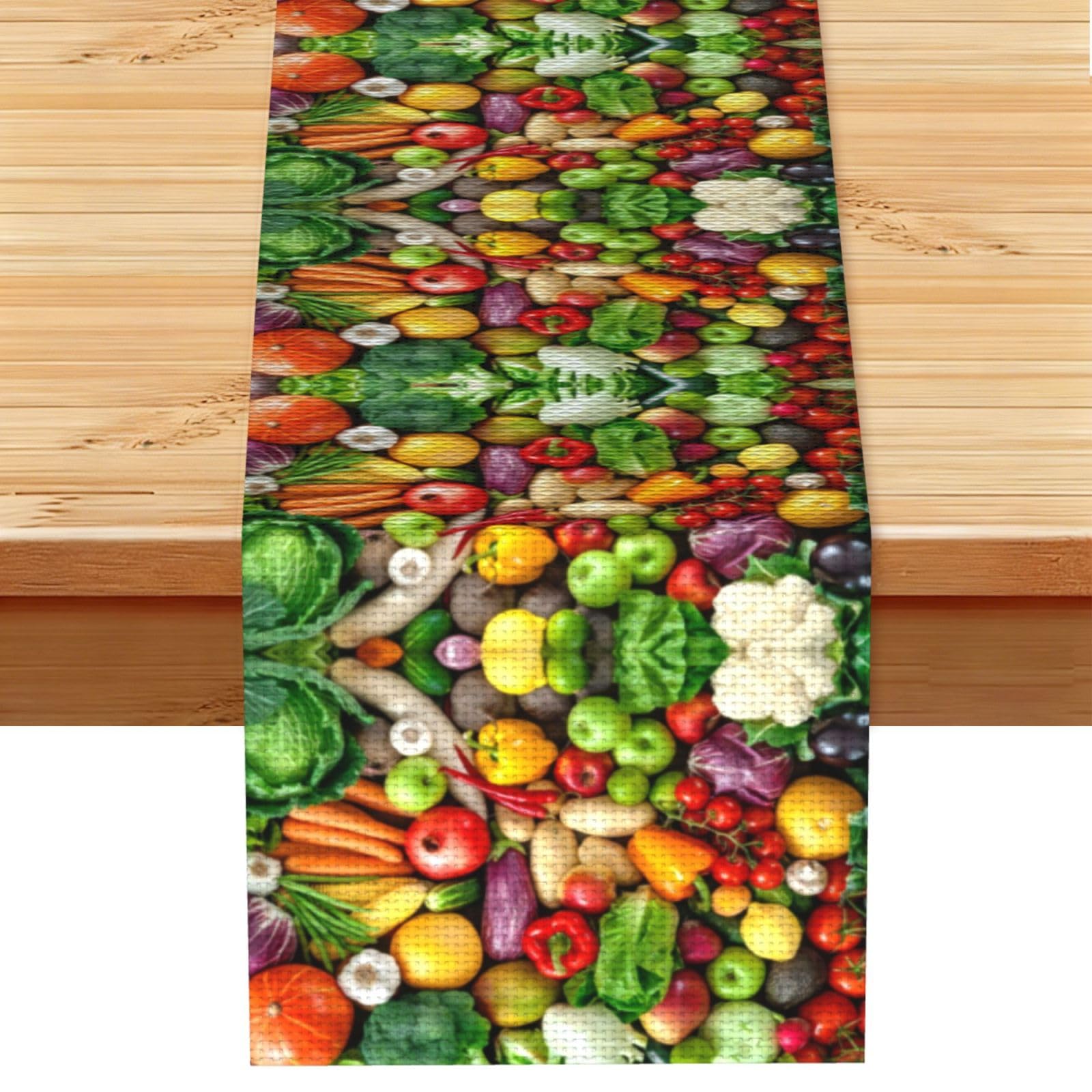 Fresh Fruits and Vegetables Linen Feel Table Runner Wedding Party Home Decoration