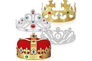 Majestic Headpieces for Captivating Celebrations: 4 Pcs King Crowns, Queen Tiara, and Princess Crowns