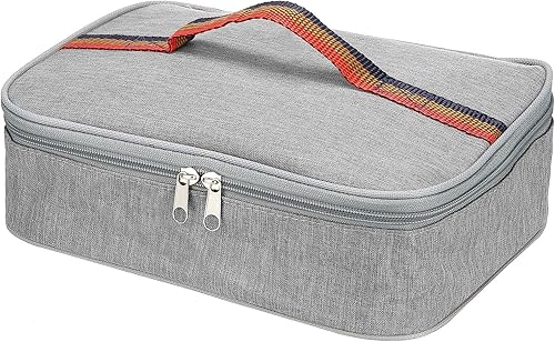 PATIKIL Bolsas de almuerzo aisladas de 11 x 8 x 3 pulgadas, bolsas portátiles para alimentos, bolsas Bento planas, reutilizable, térmica, para