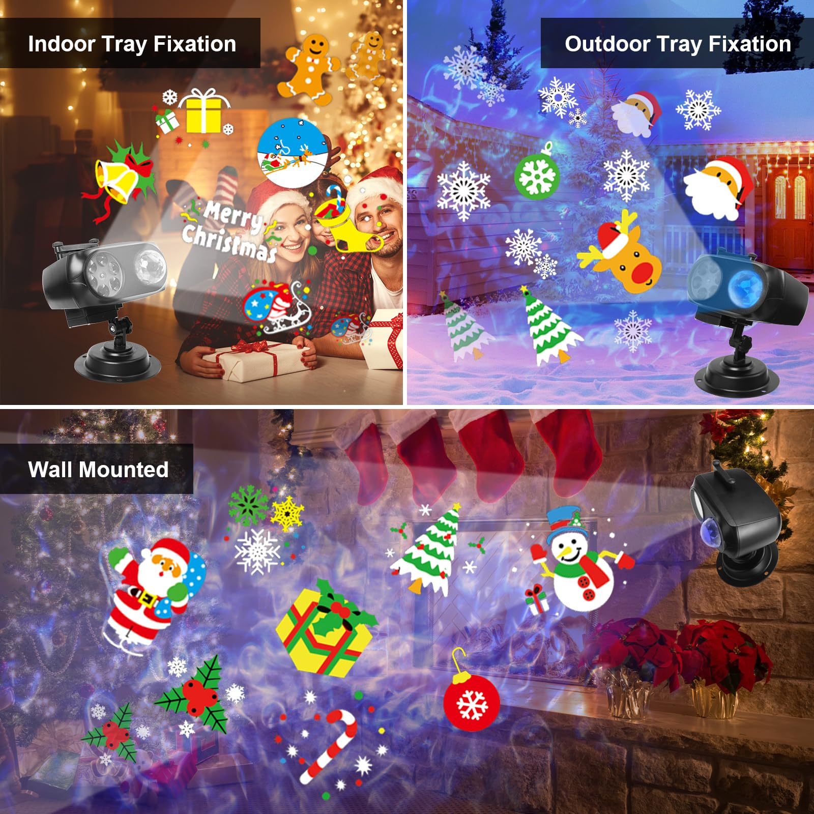 Proiettore Luci Natale, Proiettore Luci Natale Esterno 12 Diapositive Modelli con Telecomando e Timer, Impermeabile IP65 Proiettore Natale Esterno & Interno per Natale Giardino