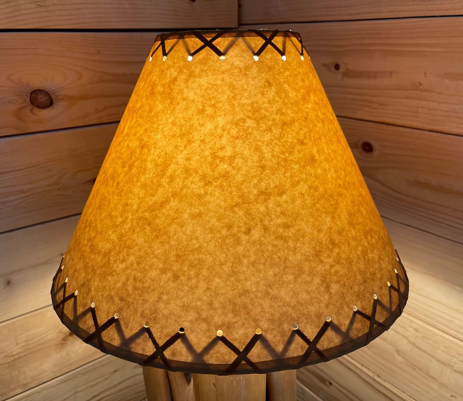Rustic Oiled Craft Paper Laced Lamp Shade - 14"