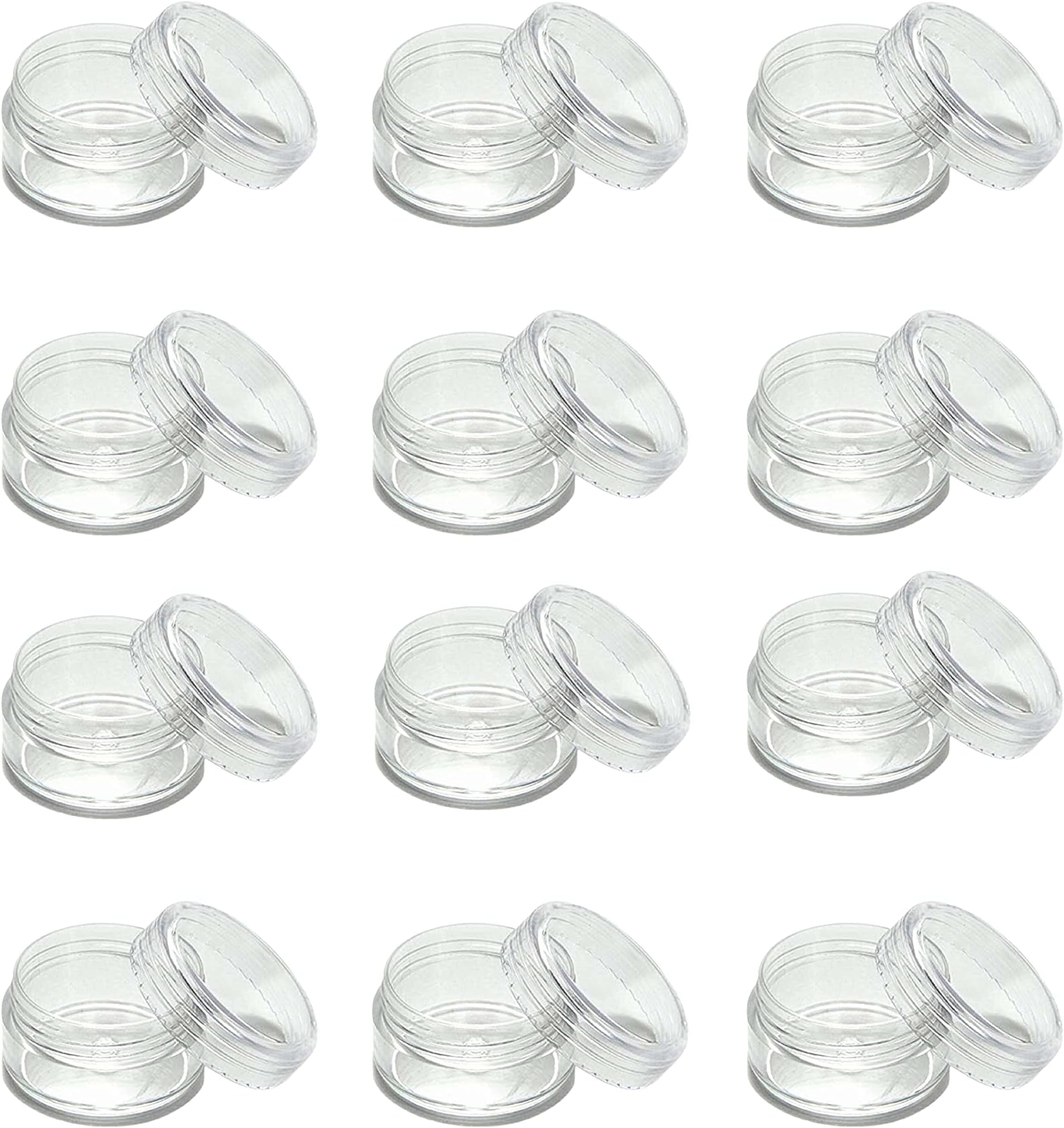Hunky Dory 12pcs 5grams PS Acrylic Transparent with Clear Cap Cosmetics Shan Container for Creams,Lip Balm, Body Butter, Essential oil, Costemic, Makeup, Travel Use