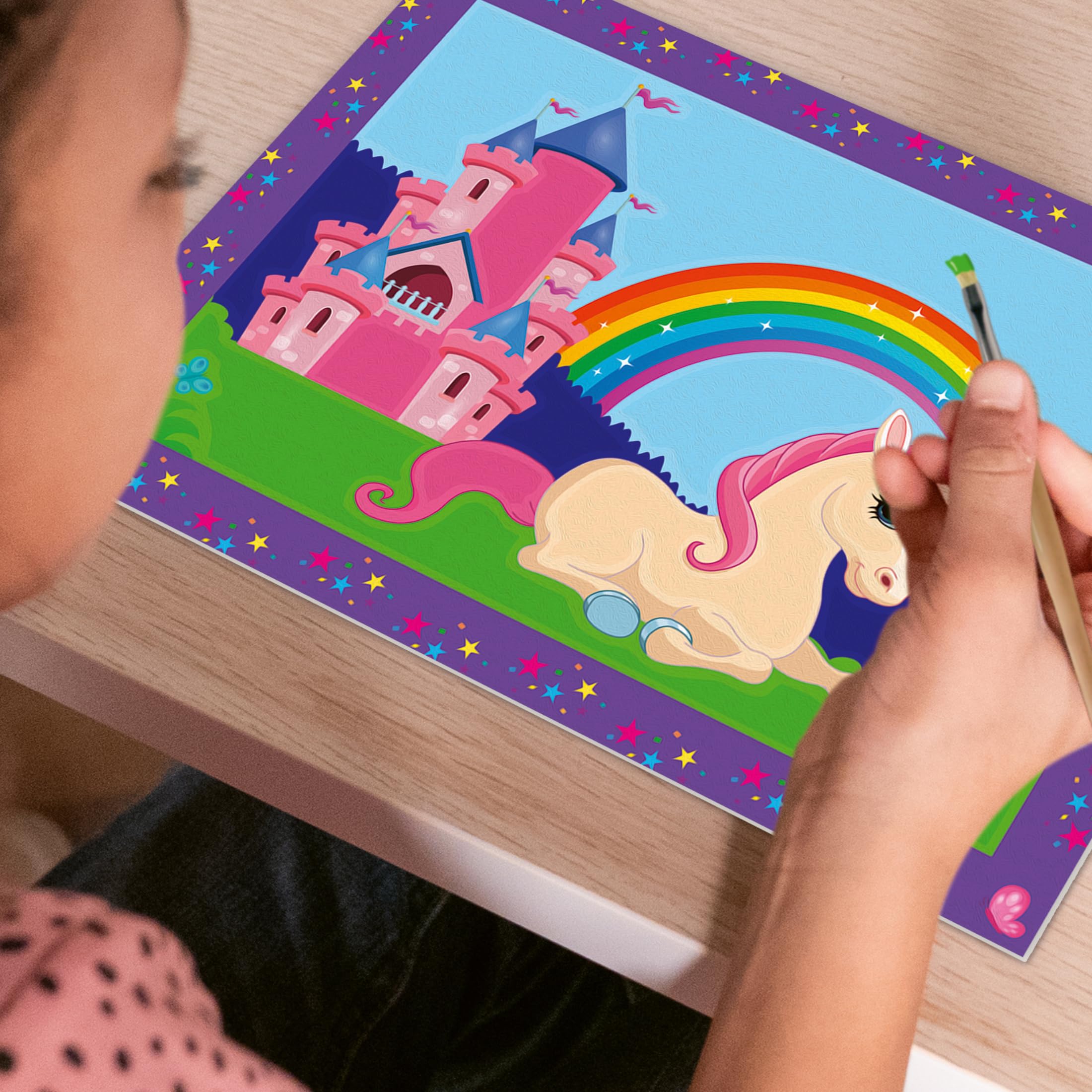 Ravensburger CreArt Junior – Unicornio Pintura Por Números, Kit Completo Con 2 Lienzos Y Pincel Plano, Para Niños +5 Años, 33x23 Cm