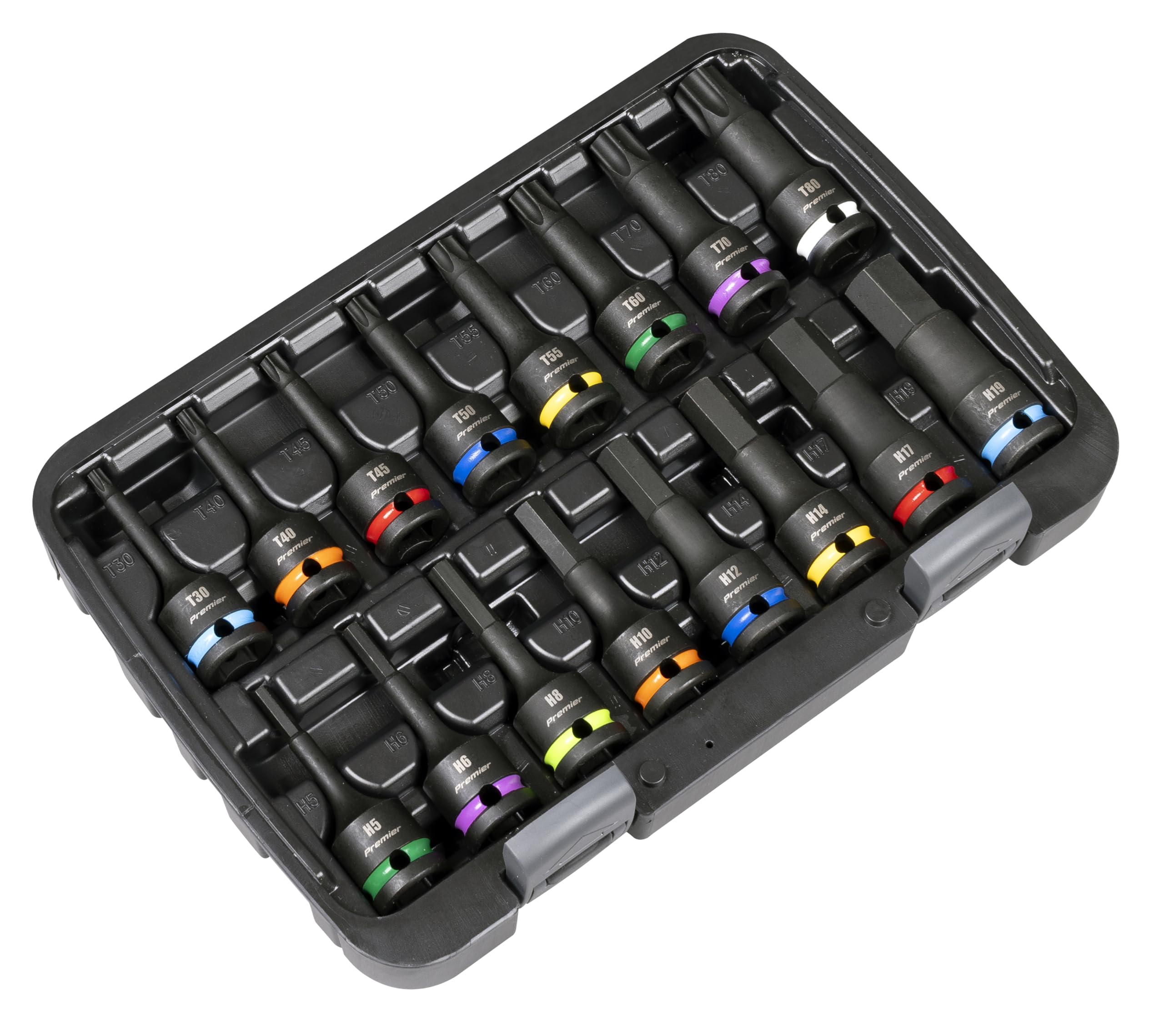 Sealey Premier Hex & TRX-Star* Set di punte a bussola a percussione 1/2" Sq Drive 16 pezzi – AK56005