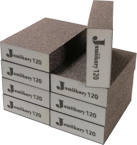8 bloques de lijado de grano 120, esponja de lijado fina lavable y reutilizable, esponja de papel de lija seco húmedo para muebles de madera y