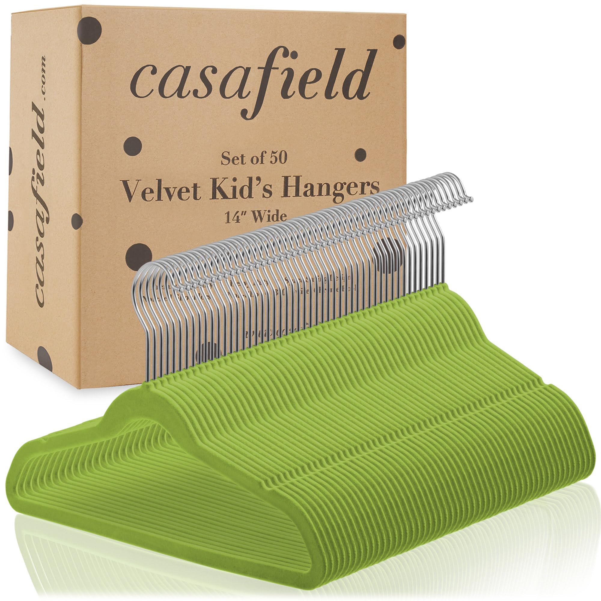 Casafield 100 Grucce In Velluto Per Bambini - 35,6 Cm - Verde Lime - Antiscivolo E Salvaspazio