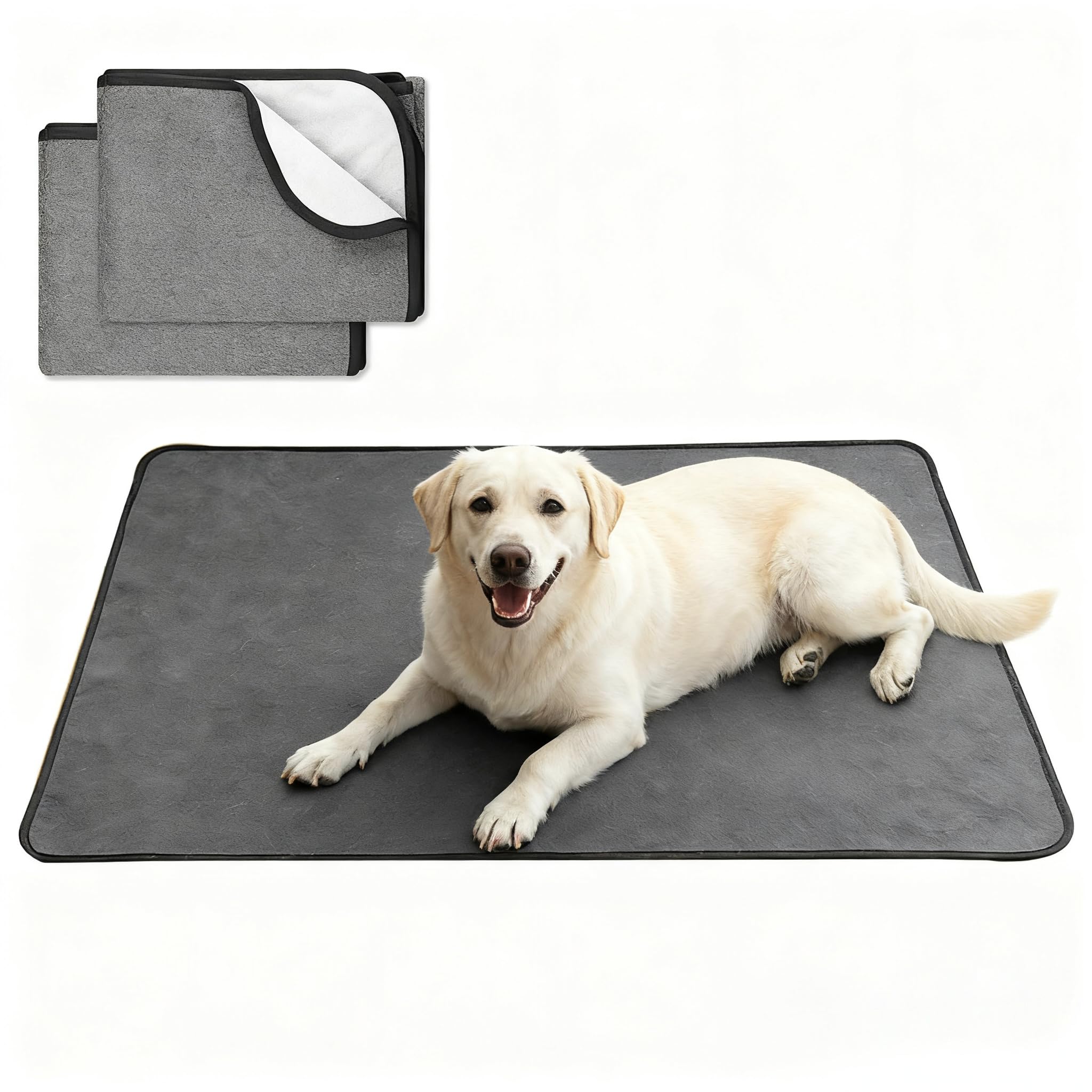 2 Pack Washable Puppy Pads, 77 x 107 cm,Fleece,Reusable Puppy Pads, Large Washable Pee Pads, Super Absorbent for Home, Playpens, Crates, Car for Dogs, Cats, and Other Pets