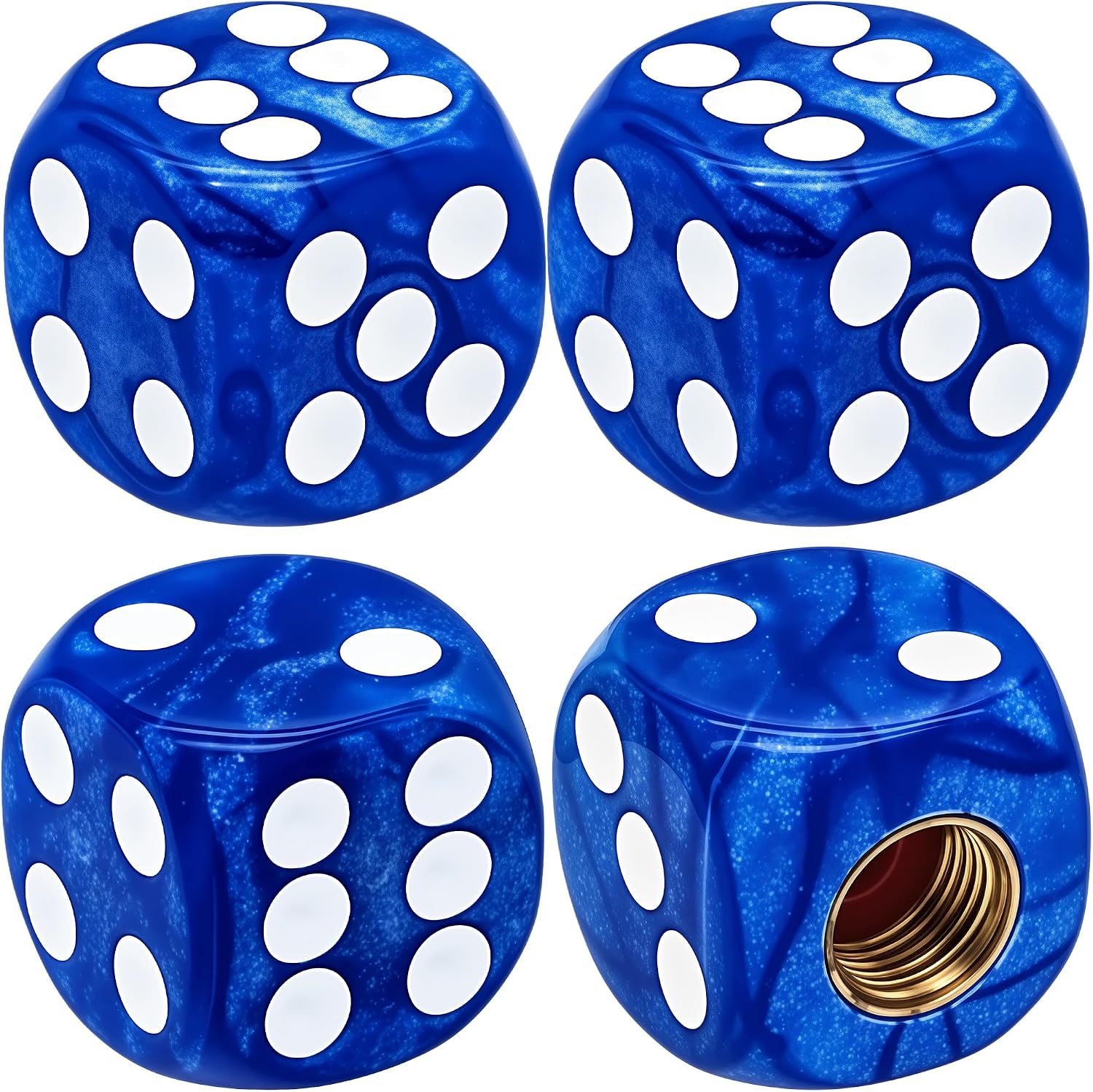 4PCS Pearl Pattern Dice Tire Valve Stem Caps, Leak-Proof Air Protection | Light-Weight Universal Tire Valve Stem Covers for Cars, SUV, Trucks, Bikes, Motorcycles, Bicycles(Blue)