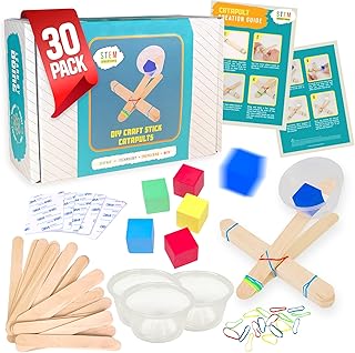 Catapults Kit – Supplies to Build 30 Mini Toy Catapults - Complete Bulk STEM Project Kit for Kids and Classrooms, Ages 8 and up
