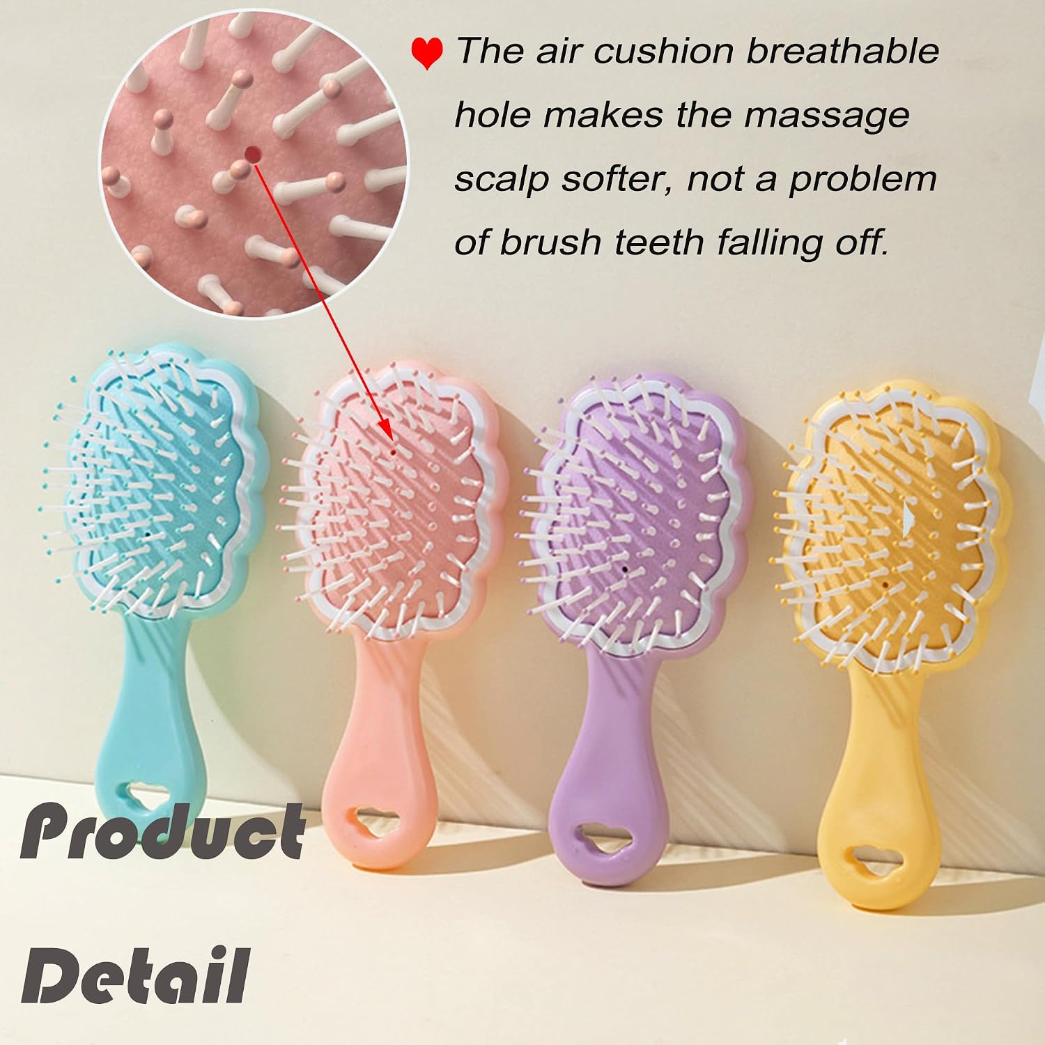 Mini Wet Hair Brush,Small Cute Hair Comb 2 Piece Cloud shaped Hair Brush Combs Set For Women Girls Kids,Travel Shower Detangling Comb Massage HairBrush with Air Cushion for Dry,Wet Hair (Pink)