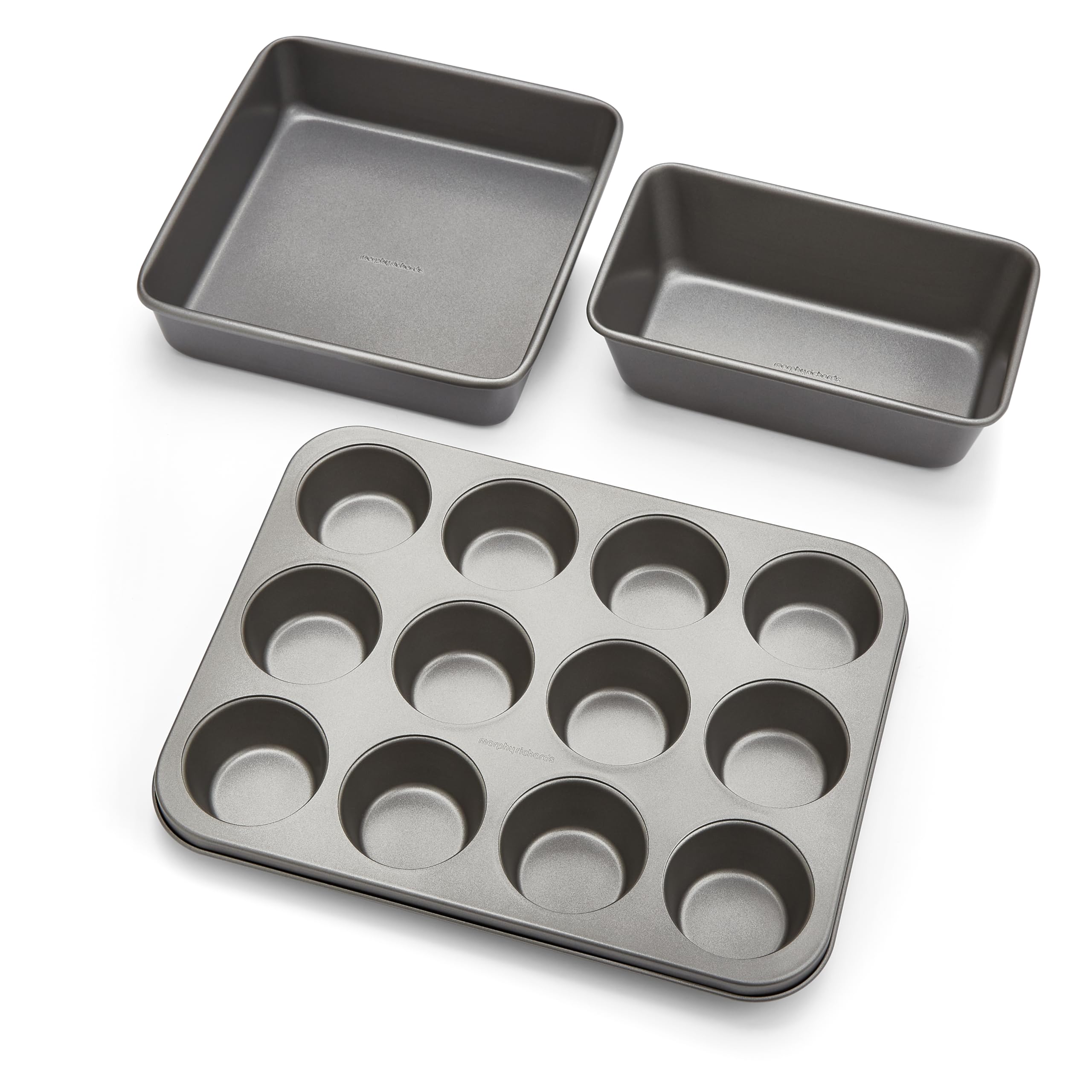Morphy Richards Muffin Tin - Square Cake Tin - Loaf Tin - Grey