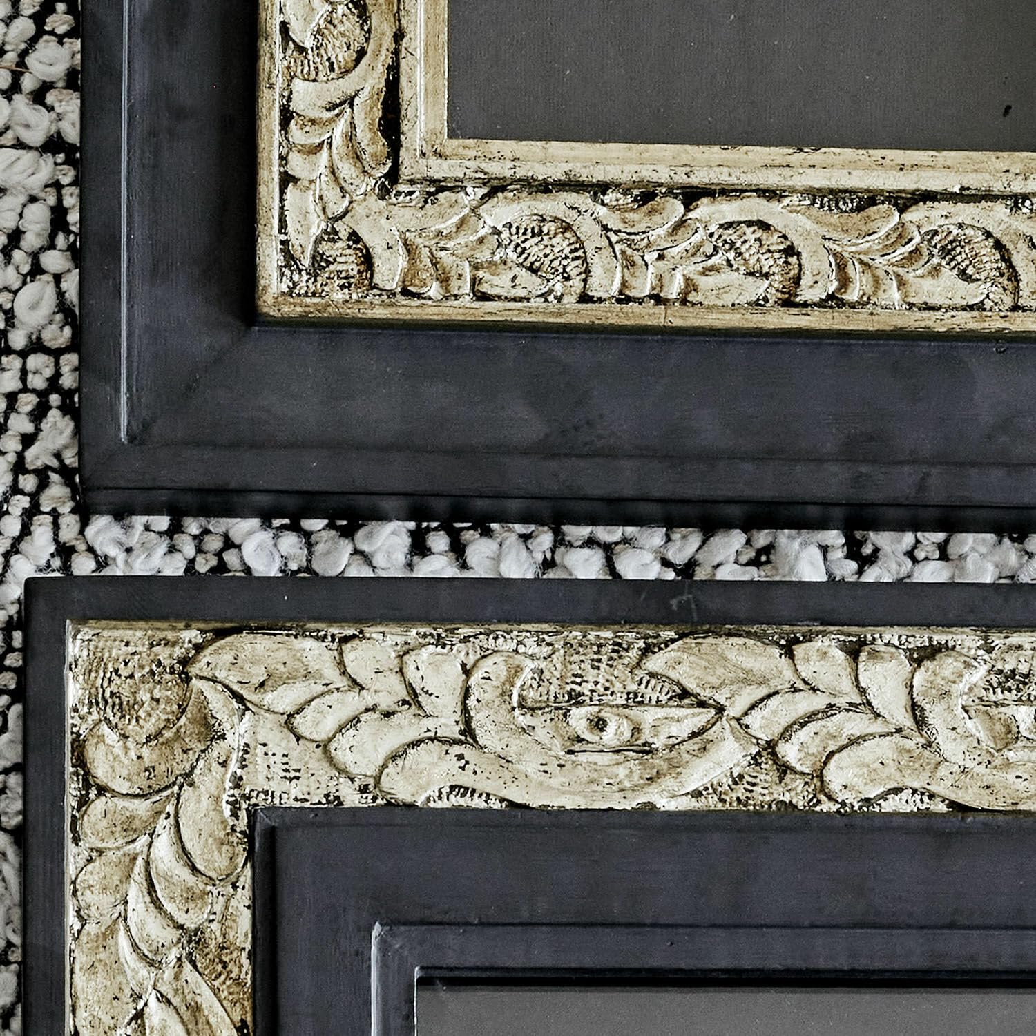 Loberon Bilderrahmen 3er Set Garonnelle, schwarz/antiksilber | Goldfarbene Akzente, Schwarz/Antiksilber, für stilvolle Bilder-Arrangements – Mangoholz/Glas