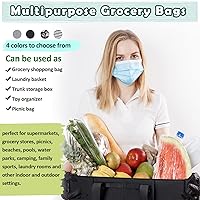 Vista 2 de Muzale Bolsa de mano extragrande con marco de alambre, plegable, reutilizable, bolsas de compras resistentes para comestibles con asas, organizador